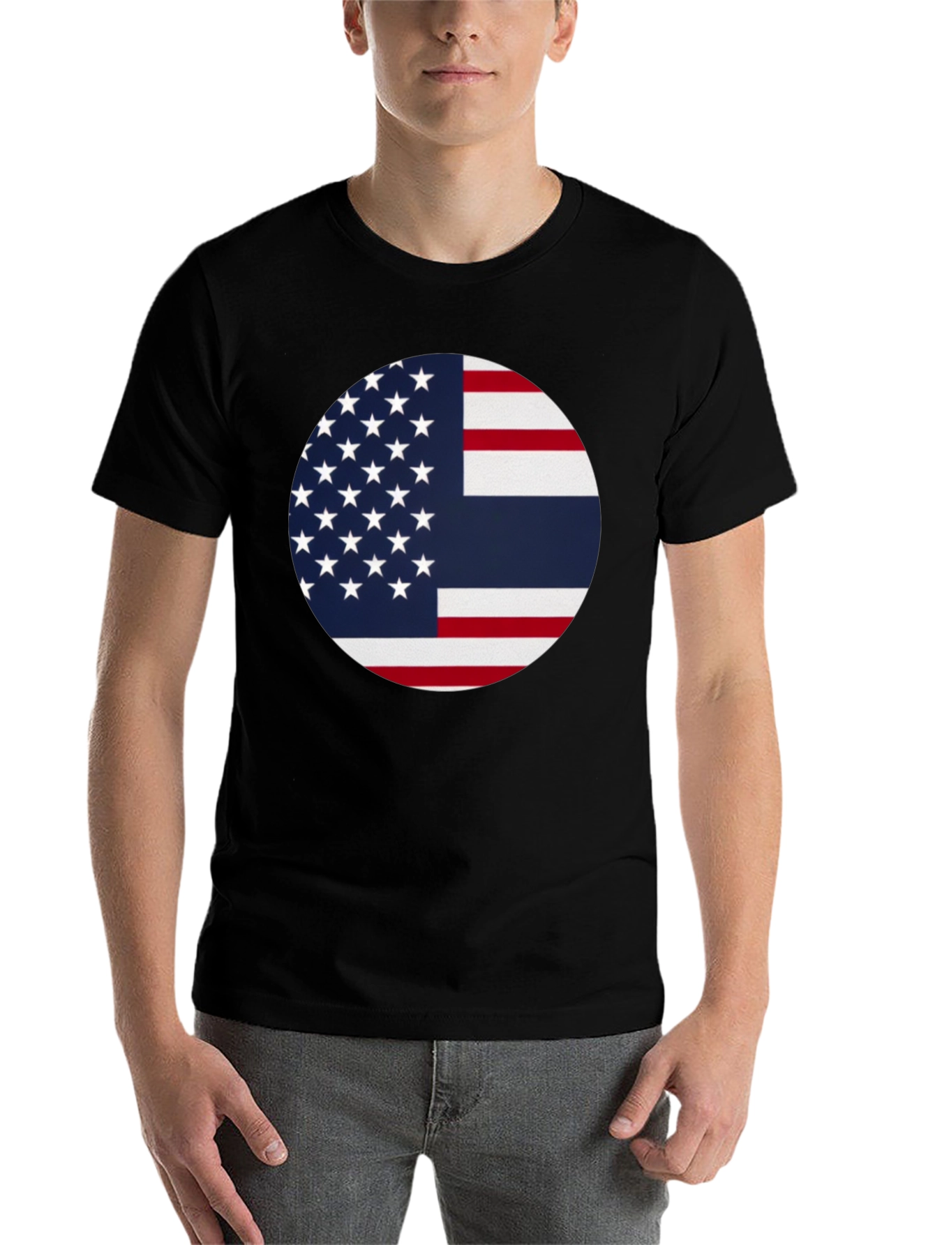 Black USA & Thailand Flag Graphic Tee - Stylish Fusion T-Shirt view 7