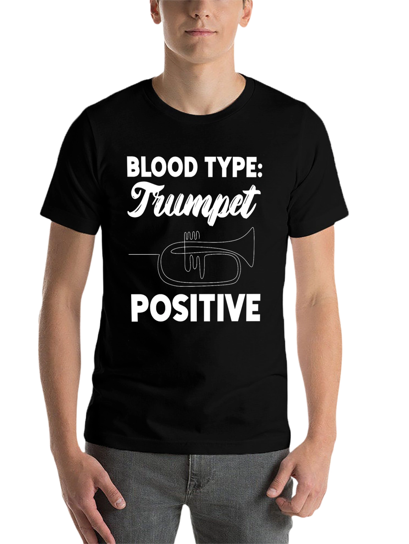 Black Trumpet Positive T-Shirt - Musician's Humor Tee view 7