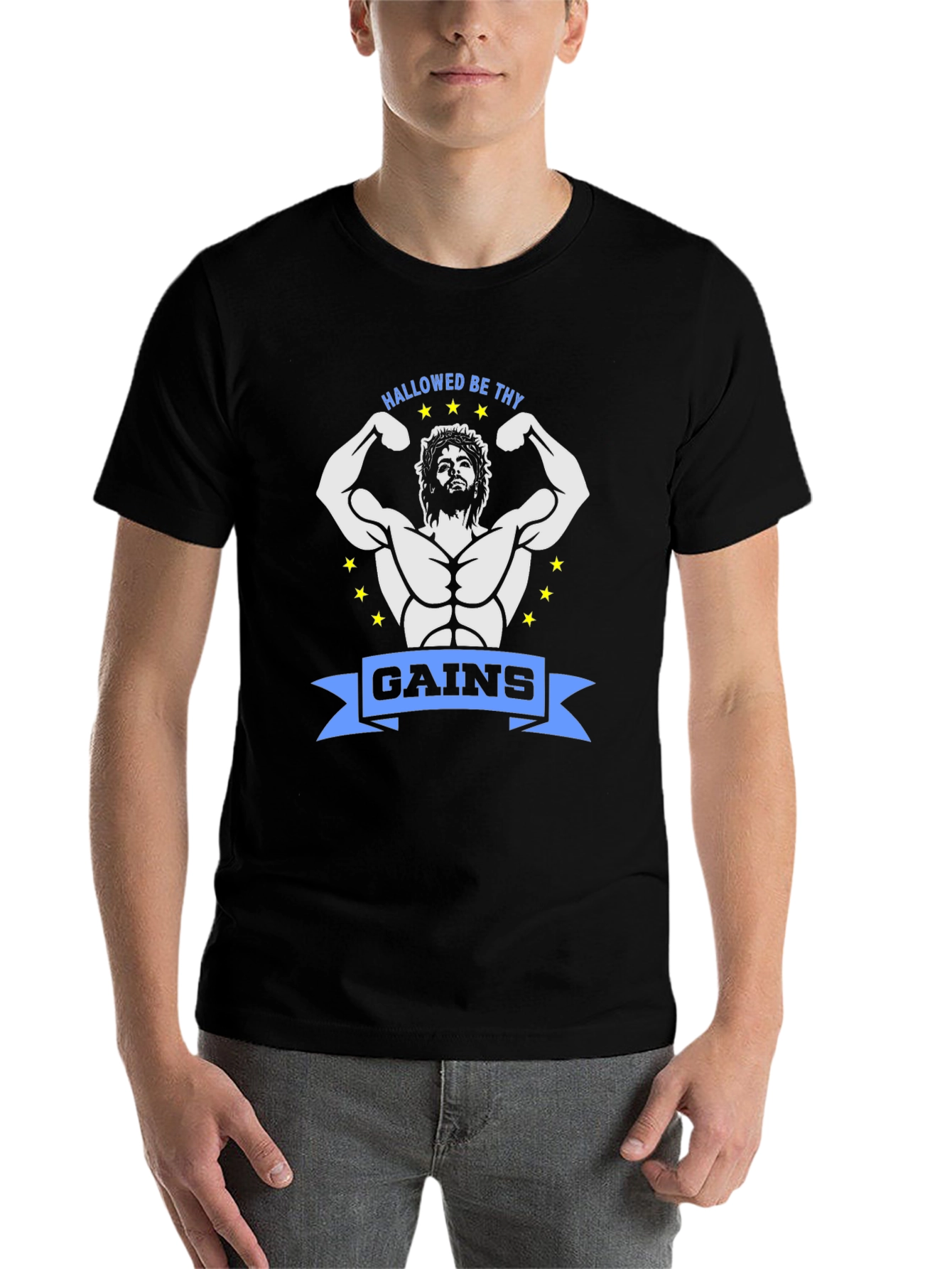 Black Hallowed Be Thy Gains Graphic Tee - Black view 7
