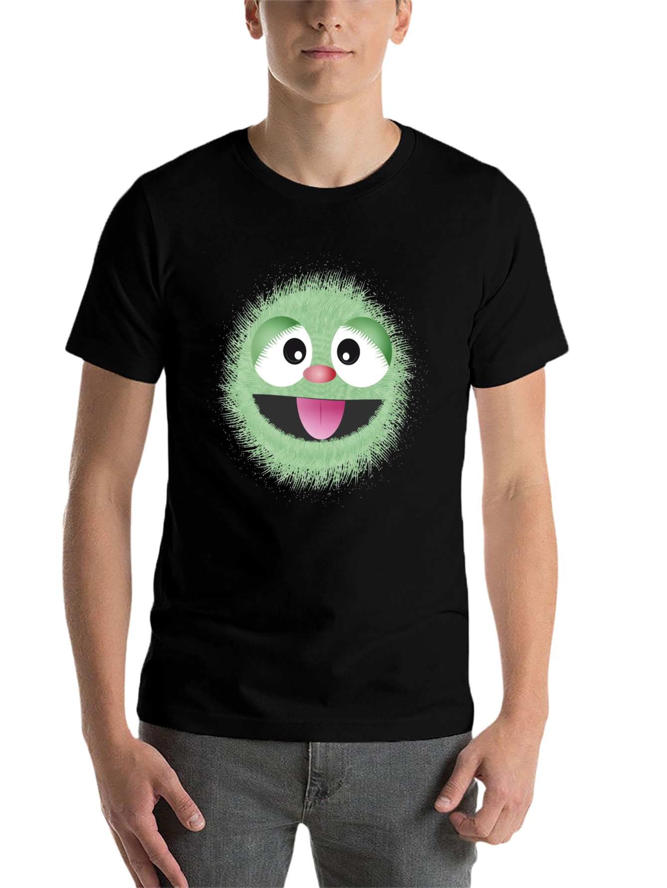 Black Fun Monster Graphic Tee - Black Cotton T-Shirt view 7