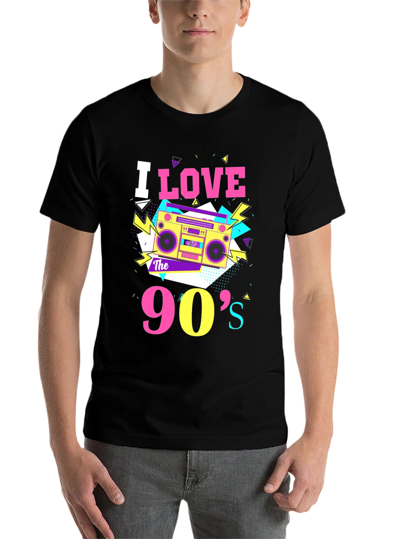 Black I Love the 90s Boombox Graphic Tee - Retro Style view 7