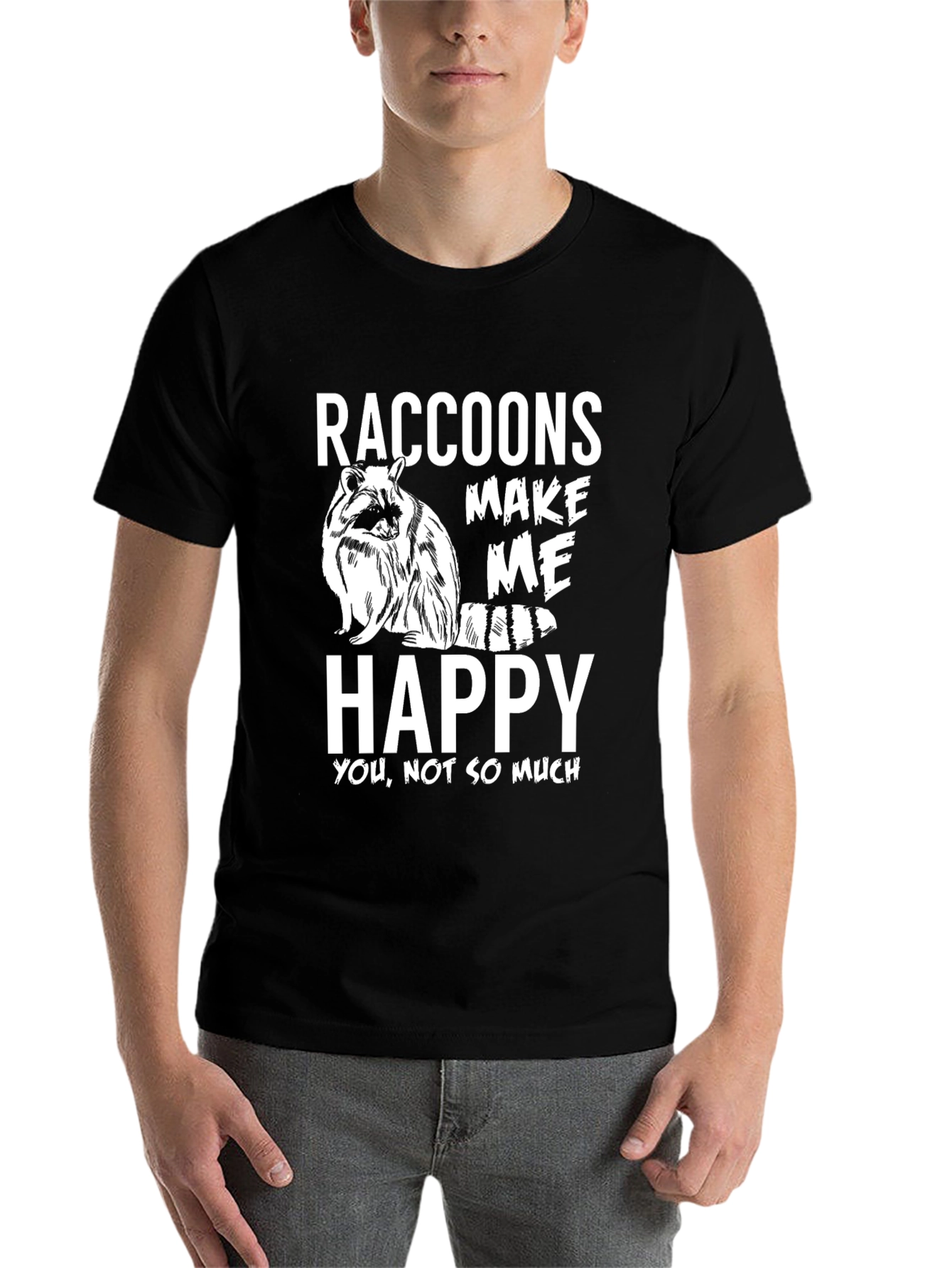 Black Raccoons Make Me Happy T-Shirt - Funny Graphic Tee view 7