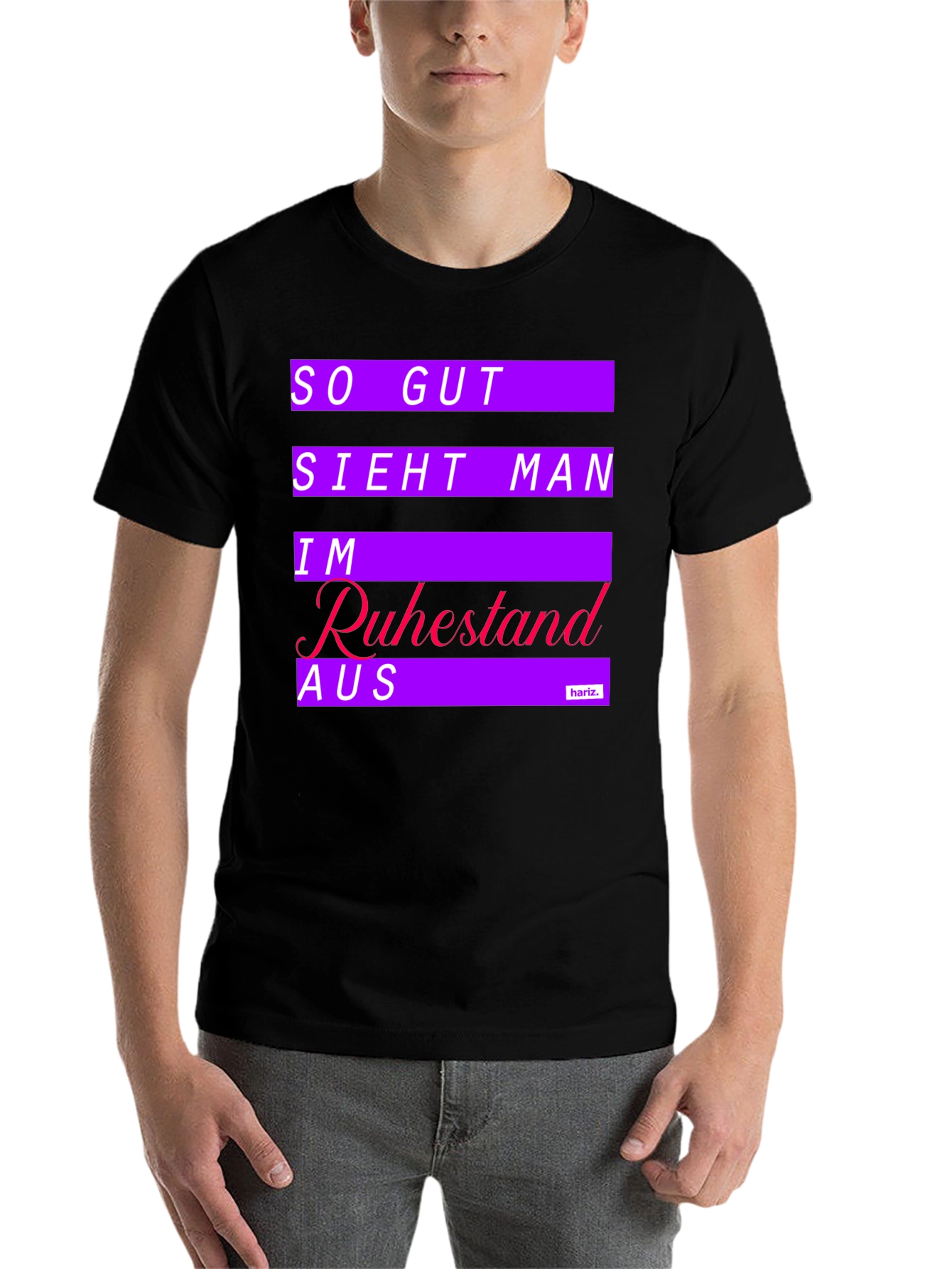 Black Funny Retirement T-Shirt - 'So Gut Sieht Man Im Ruhestand Aus' view 7