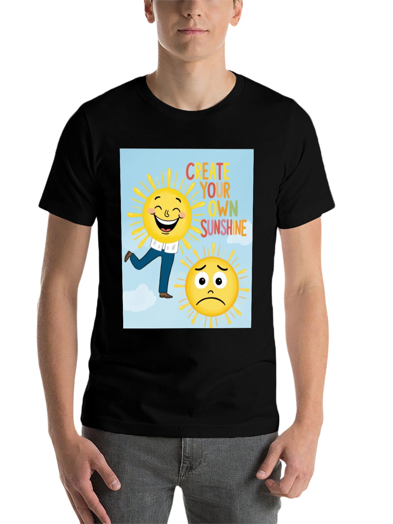 Black Cheerful Graphic T-Shirt: Create Your Own Sunshine Tee view 7