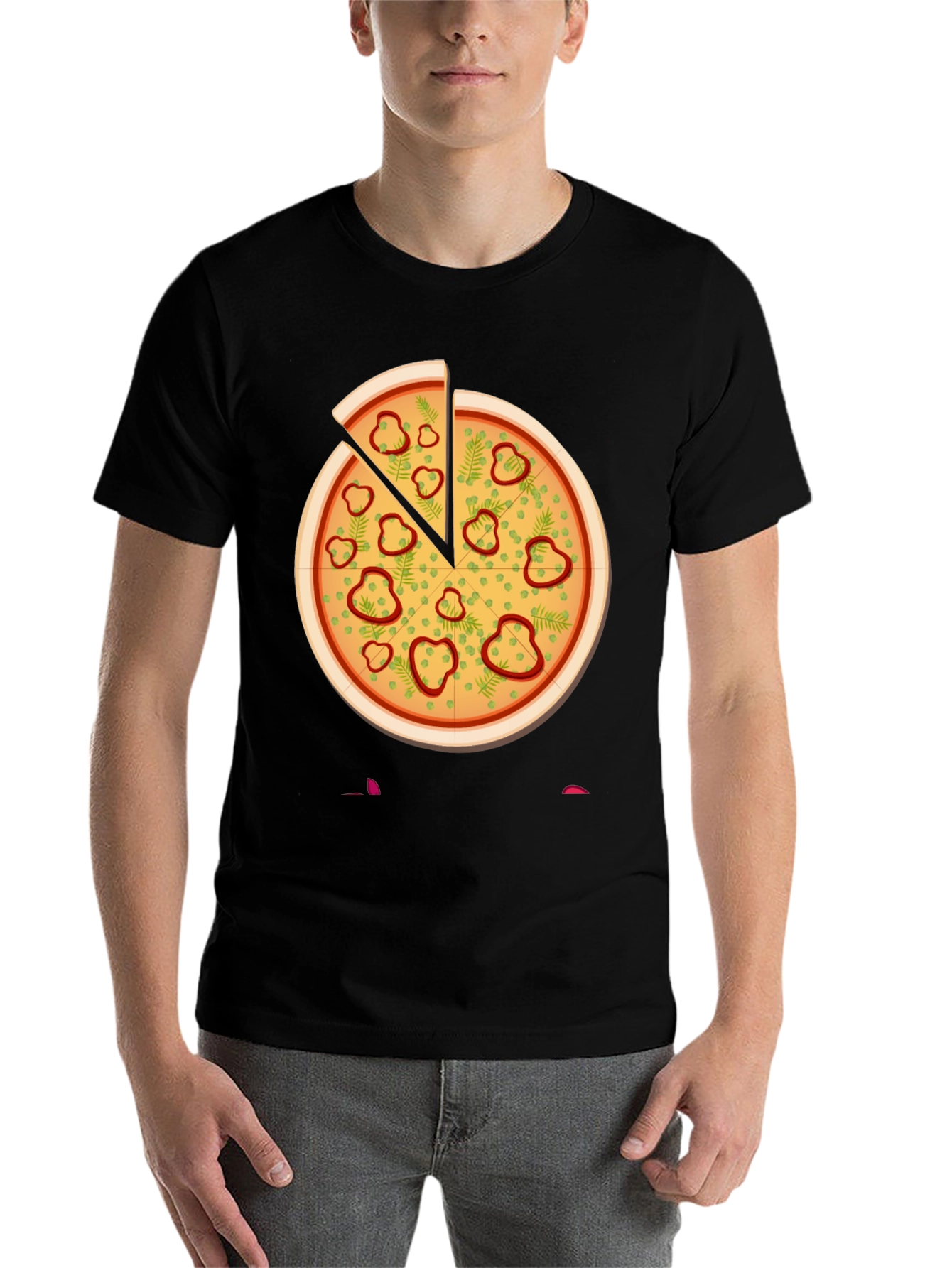 Black Pizza Graphic Tee - Unisex Crew Neck view 7