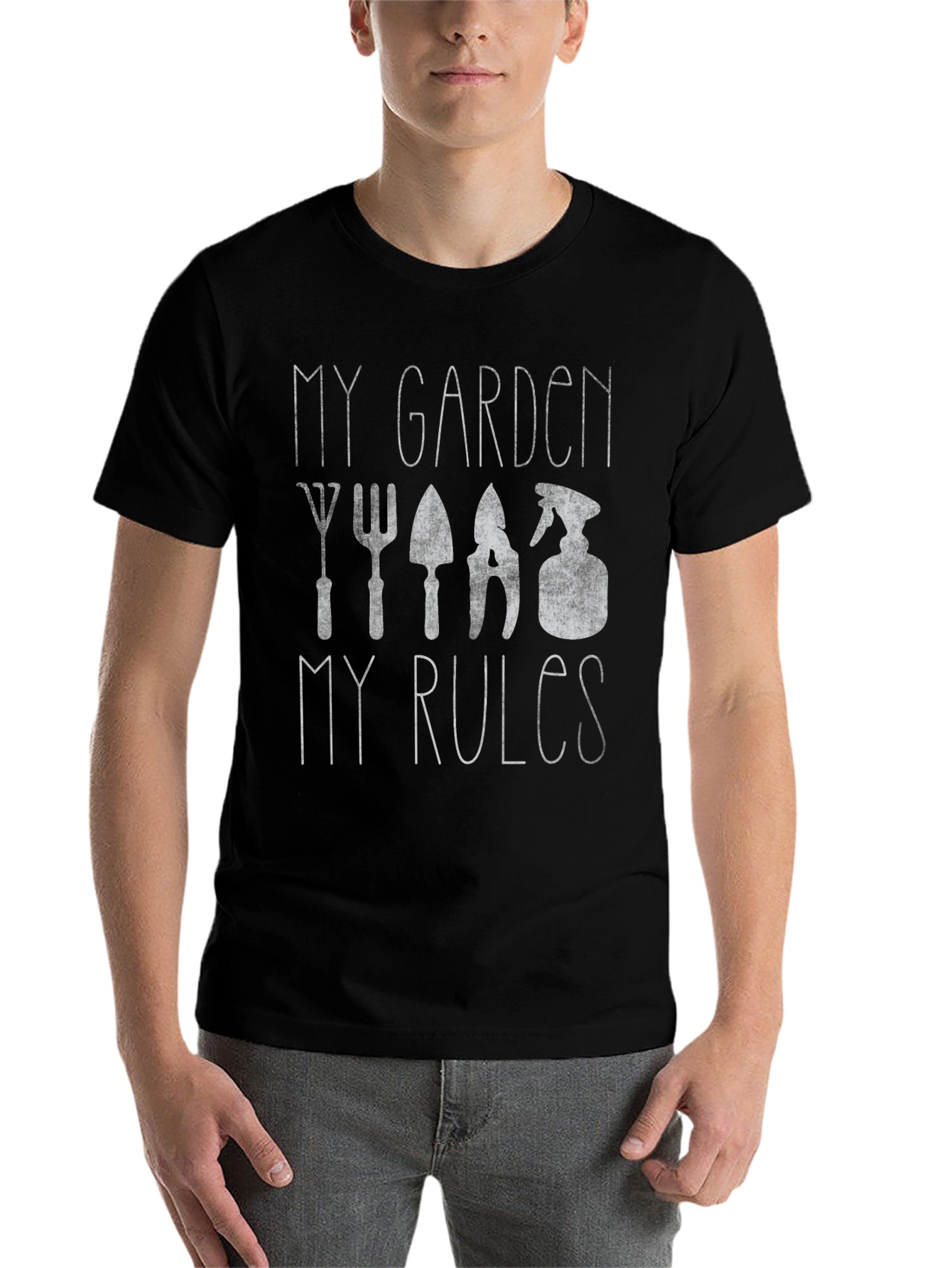 Black My Garden My Rules T-Shirt - Gardening Apparel view 7