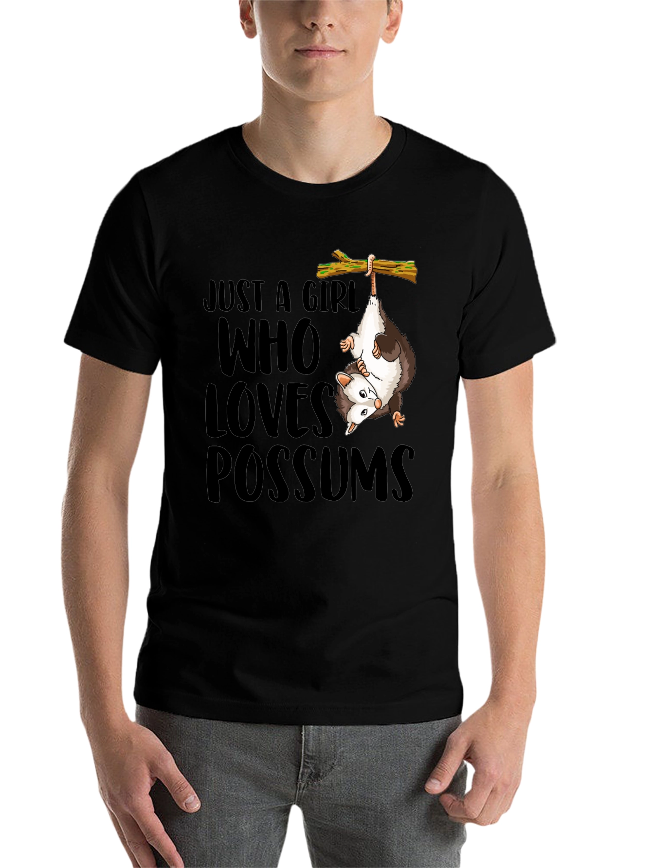 Black Just a Girl Who Loves Possums T-Shirt view 7