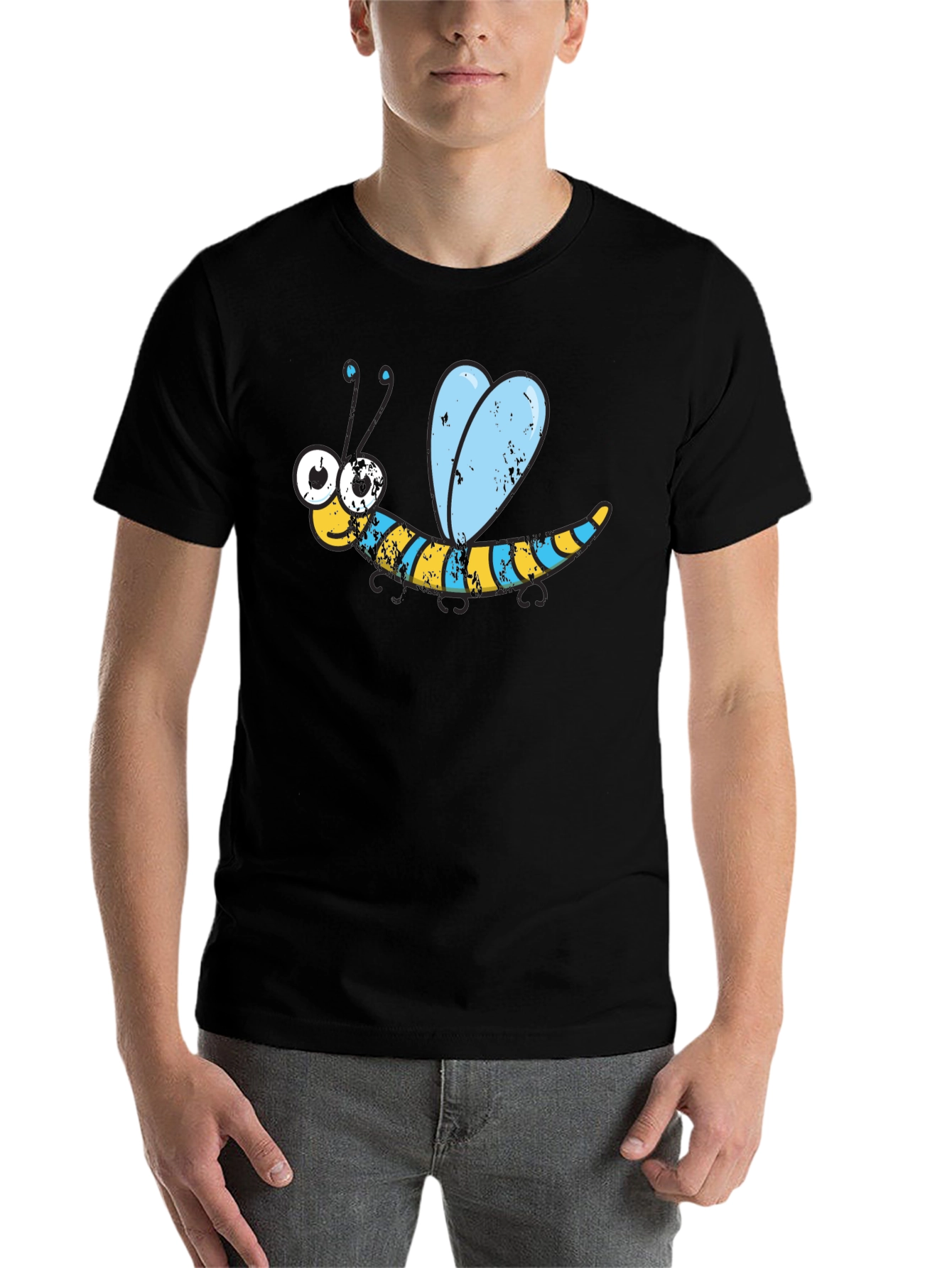 Black Cartoon Bee Graphic Tee - Black view 7