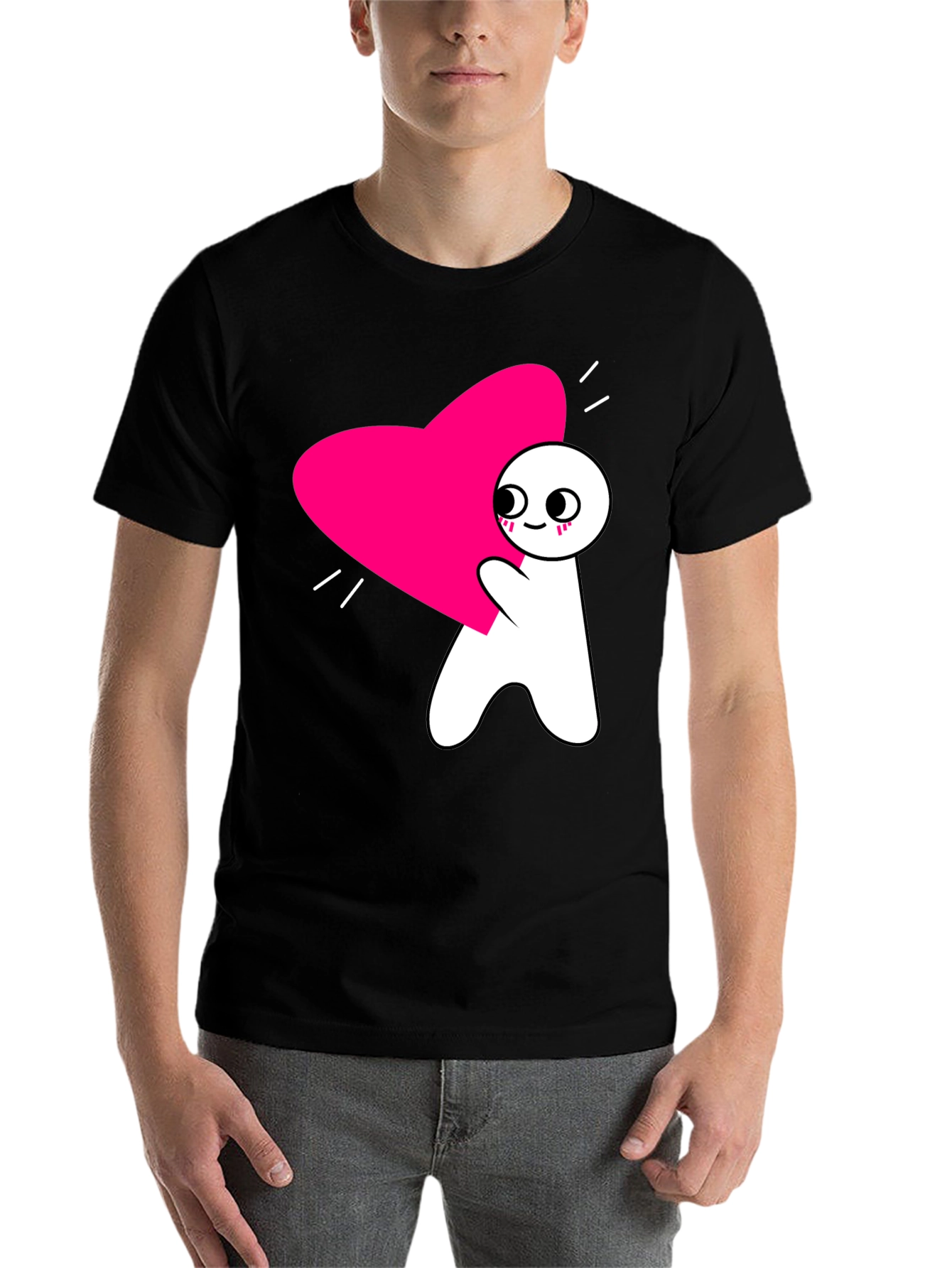 Black Heart Hug T-Shirt - Graphic Tee view 7