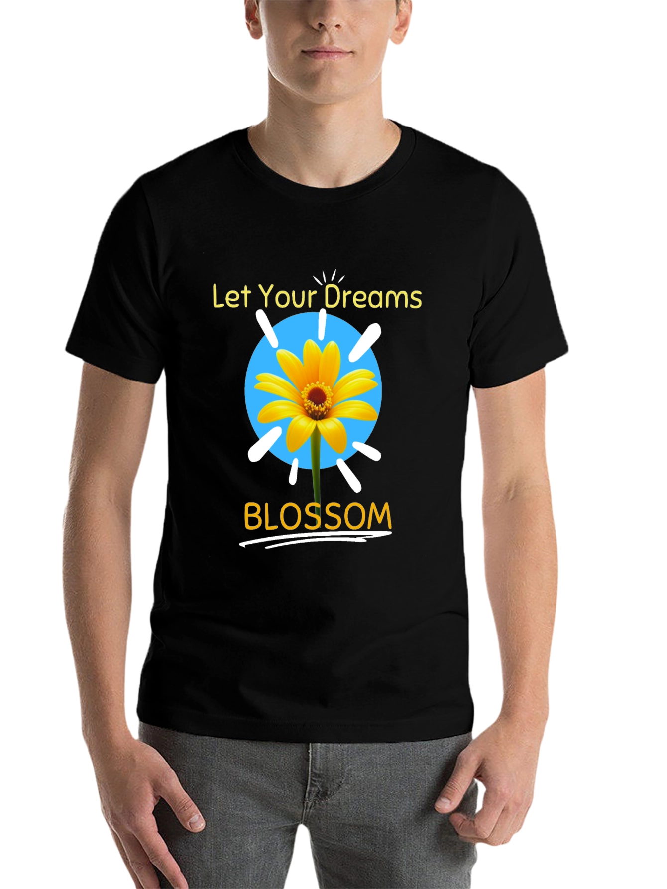 Black Dream Blossom Graphic Tee - Black Unisex T-Shirt view 7