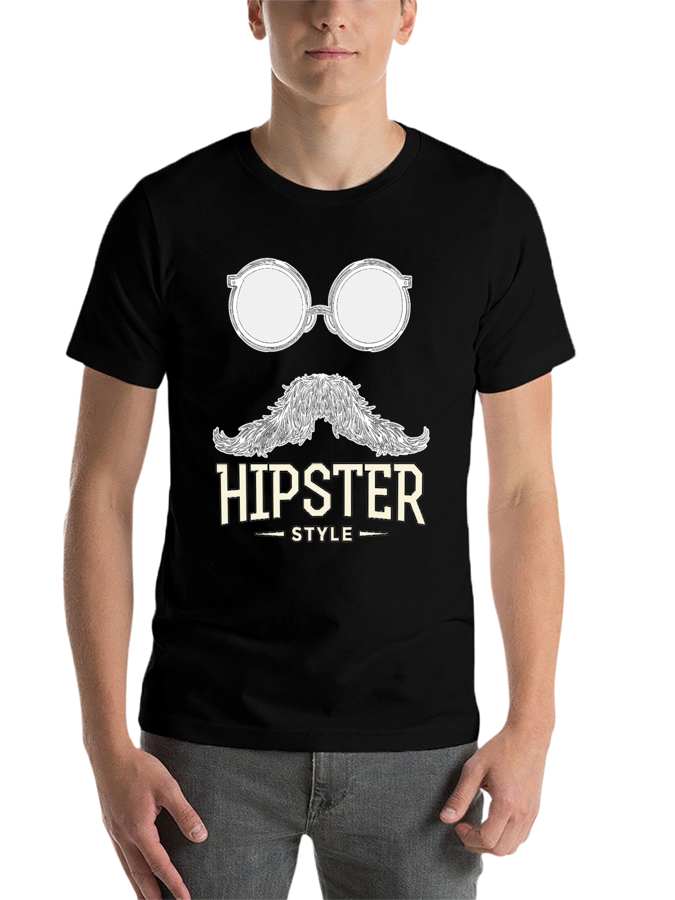 Black Hipster Style Graphic T-Shirt - Cool & Casual view 7