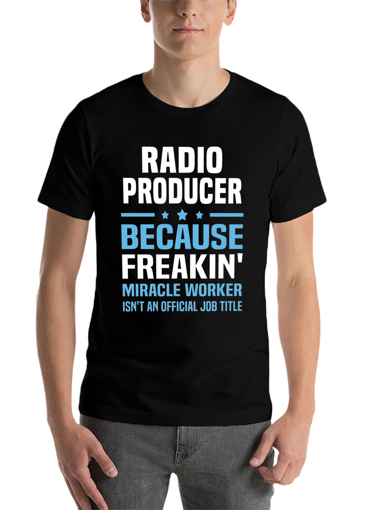 Black Radio Producer Funny Job Title T-Shirt view 7