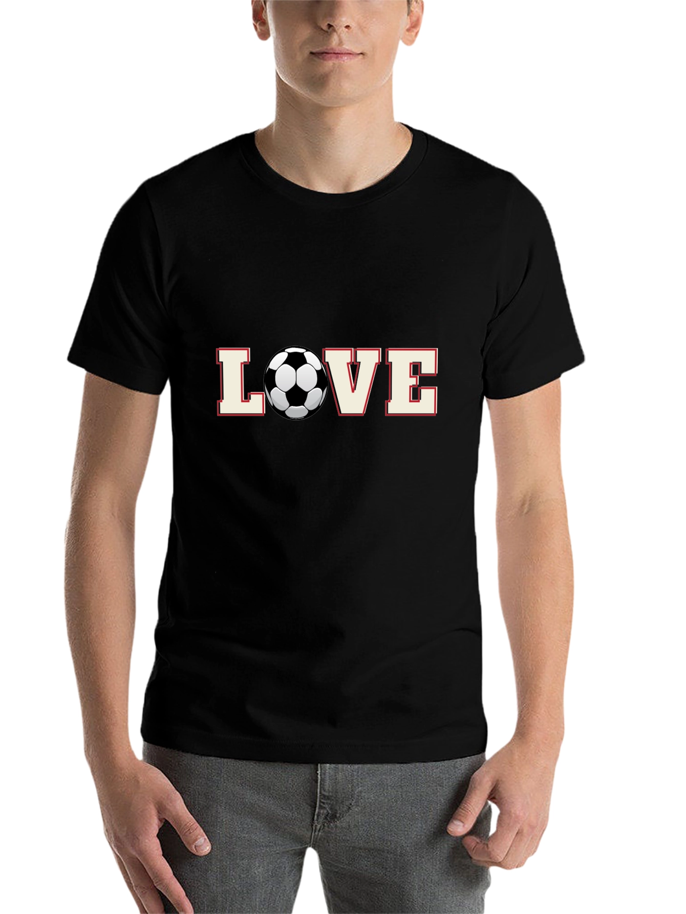 Black Soccer Love T-Shirt - Black view 7