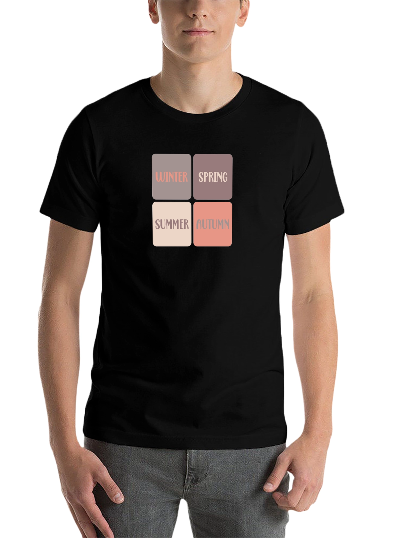 Black Seasons T-Shirt: Winter, Spring, Summer, Autumn view 7