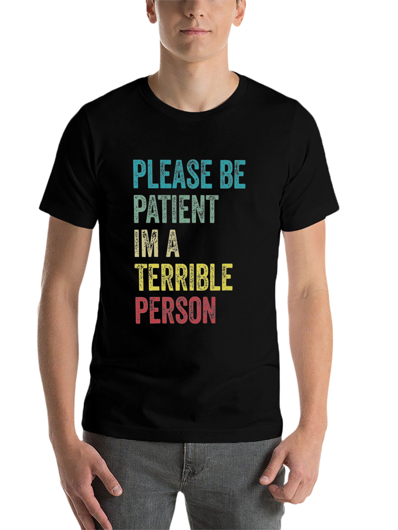 Black Please Be Patient Funny Graphic Tee view 7