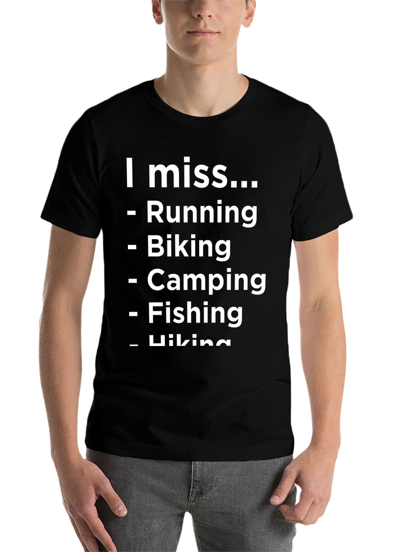Black I Miss Running Biking Camping Fishing Hiking T-Shirt view 7