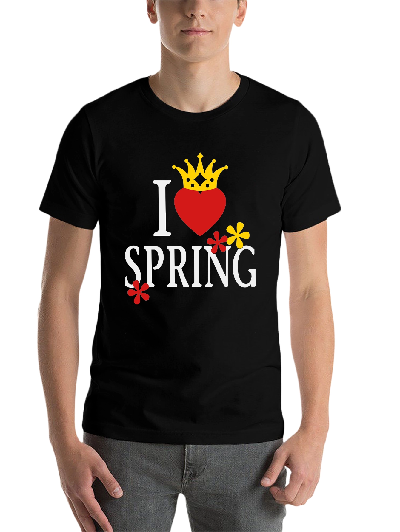 Black I Heart Spring Graphic Tee - Stylish Unisex T-Shirt view 7