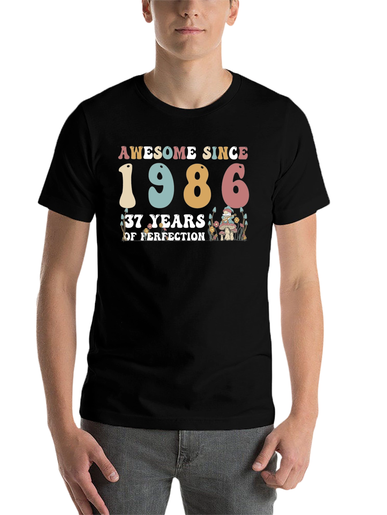 Black Awesome Since 1986 - 37th Birthday T-Shirt view 7