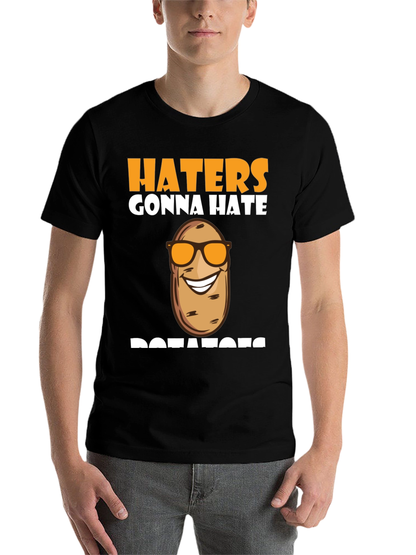 Haters Gonna Hate Cool Potato Sunglasses Black T-Shirt - 7