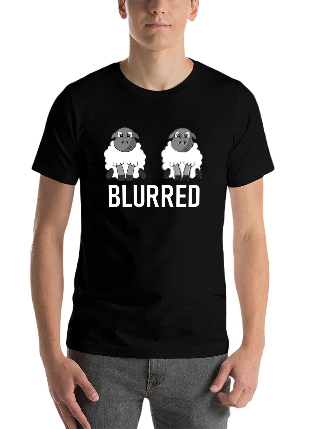 Black Blurred Sheep T-Shirt - Cute & Funny view 7