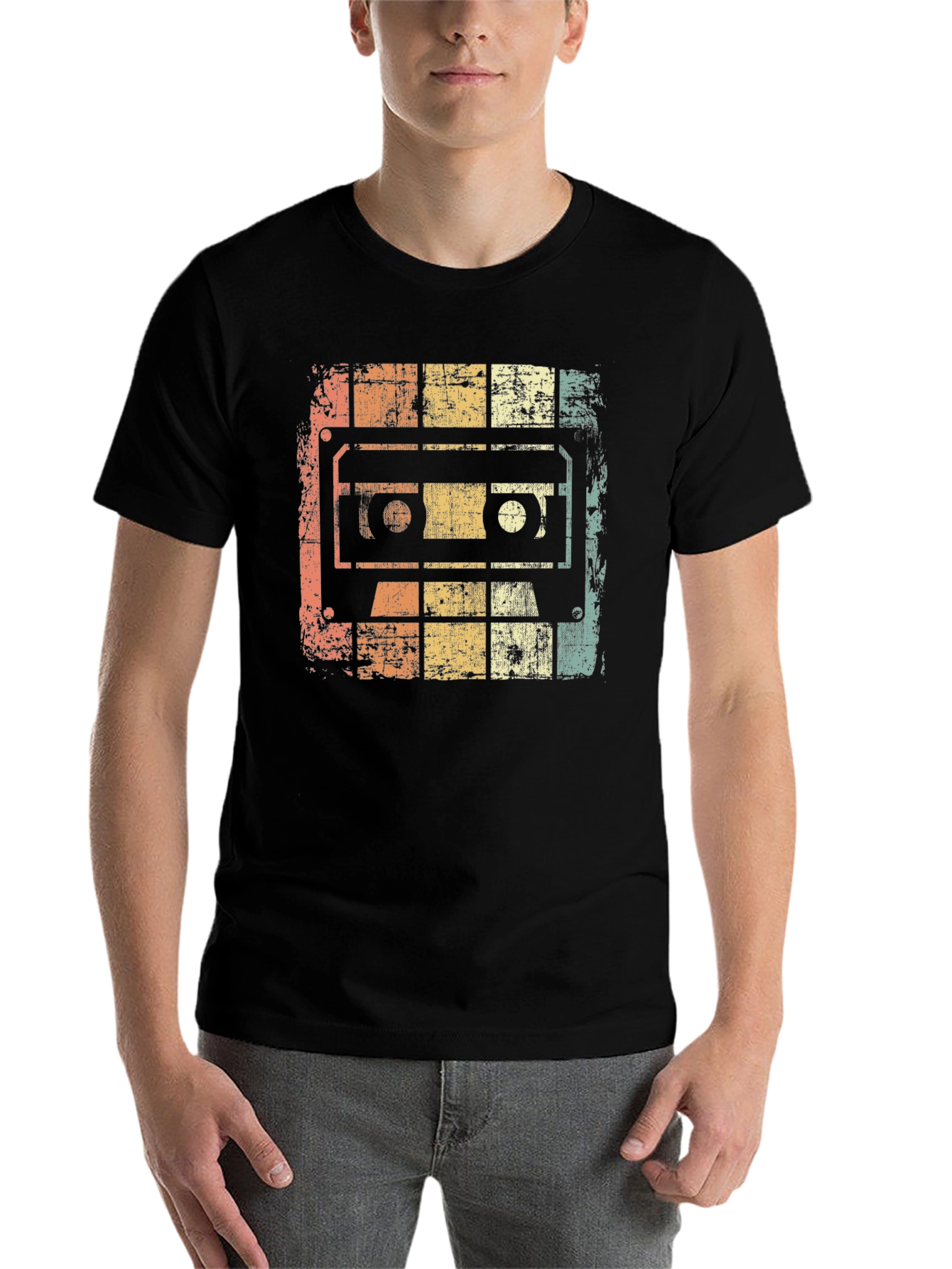 Black Retro Cassette Tape Graphic T-Shirt view 7