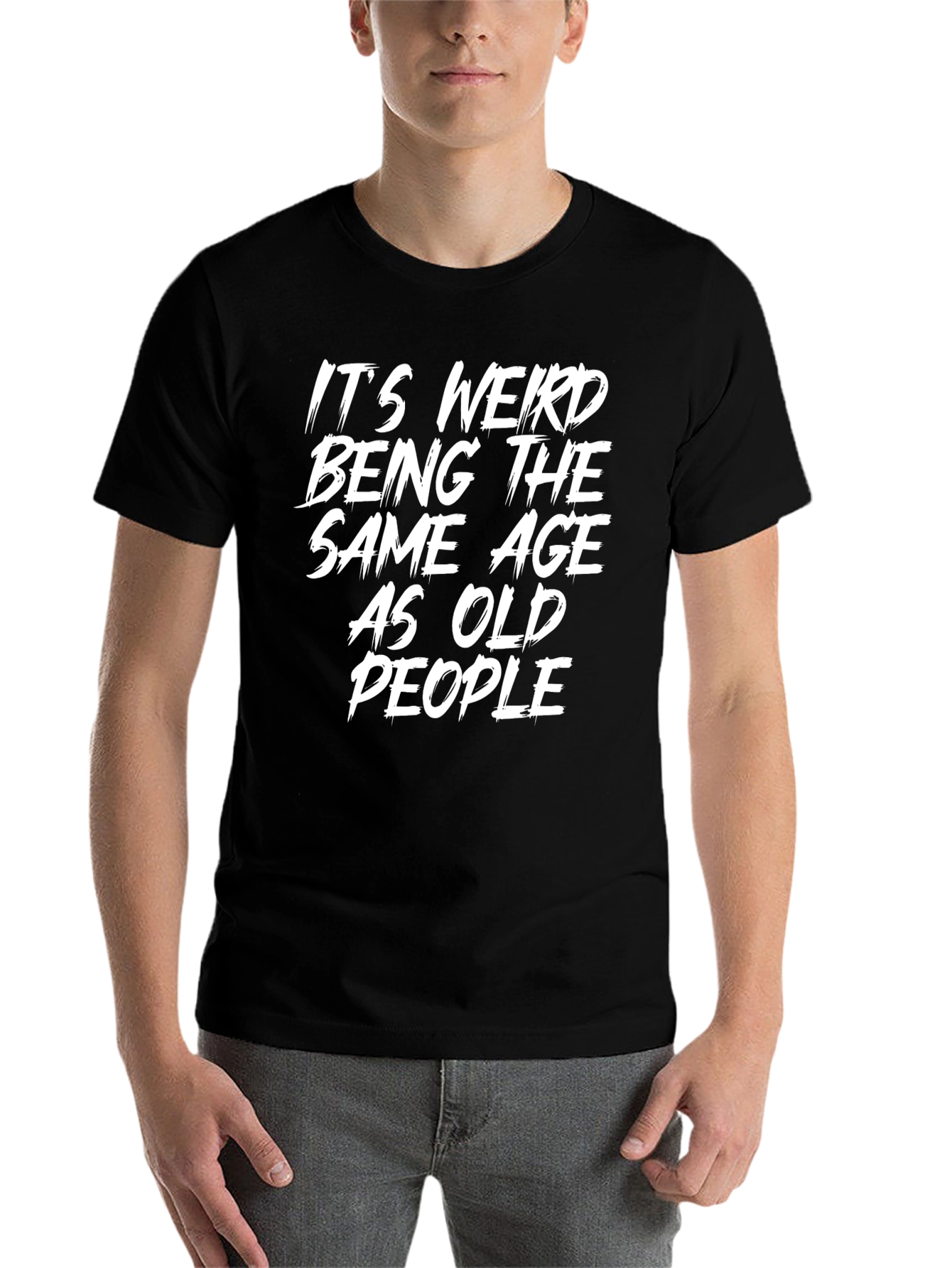 Black Funny 'Same Age as Old People' Black T-Shirt view 7