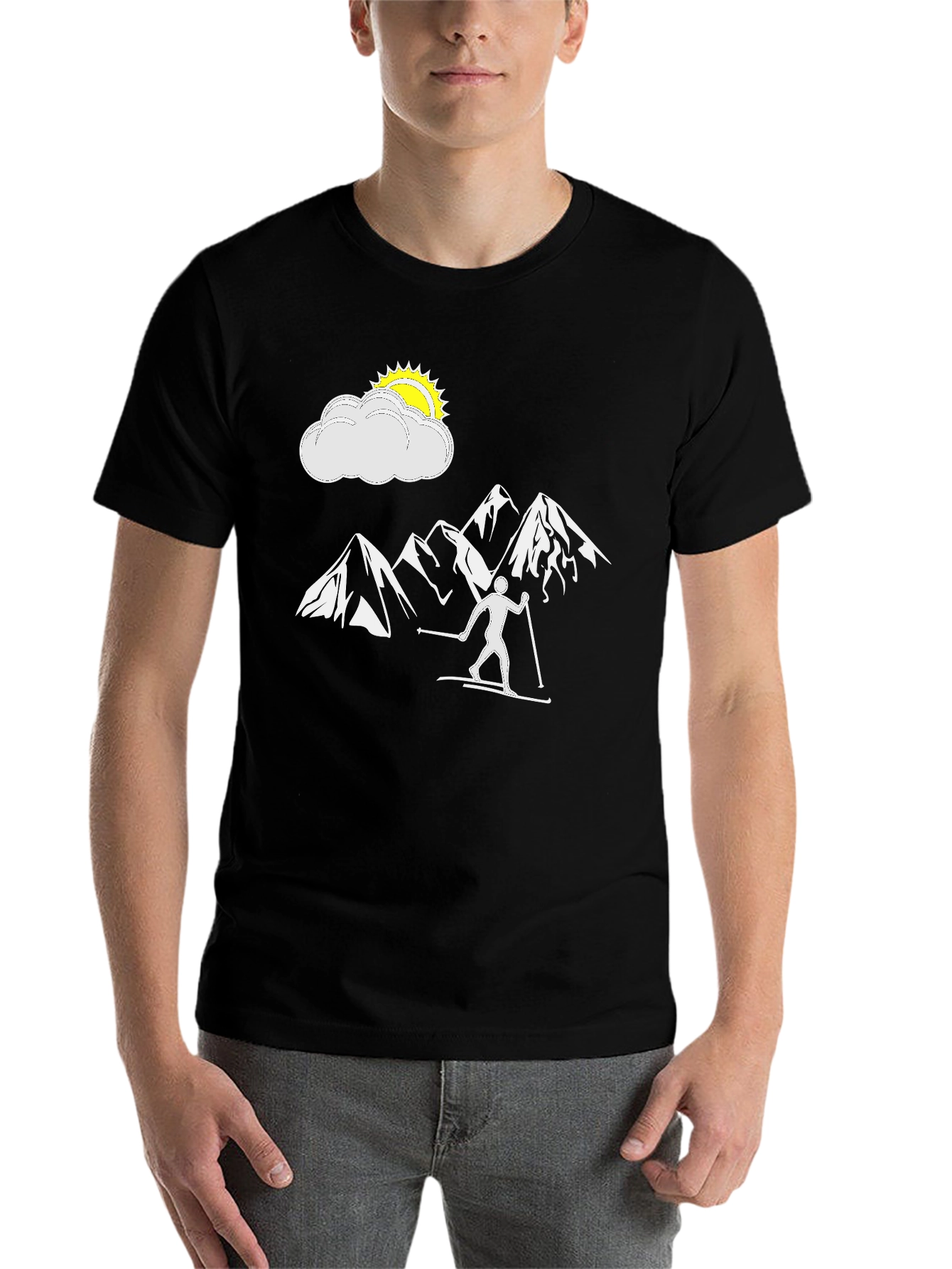 Black Black Skiing Adventure T-Shirt view 7
