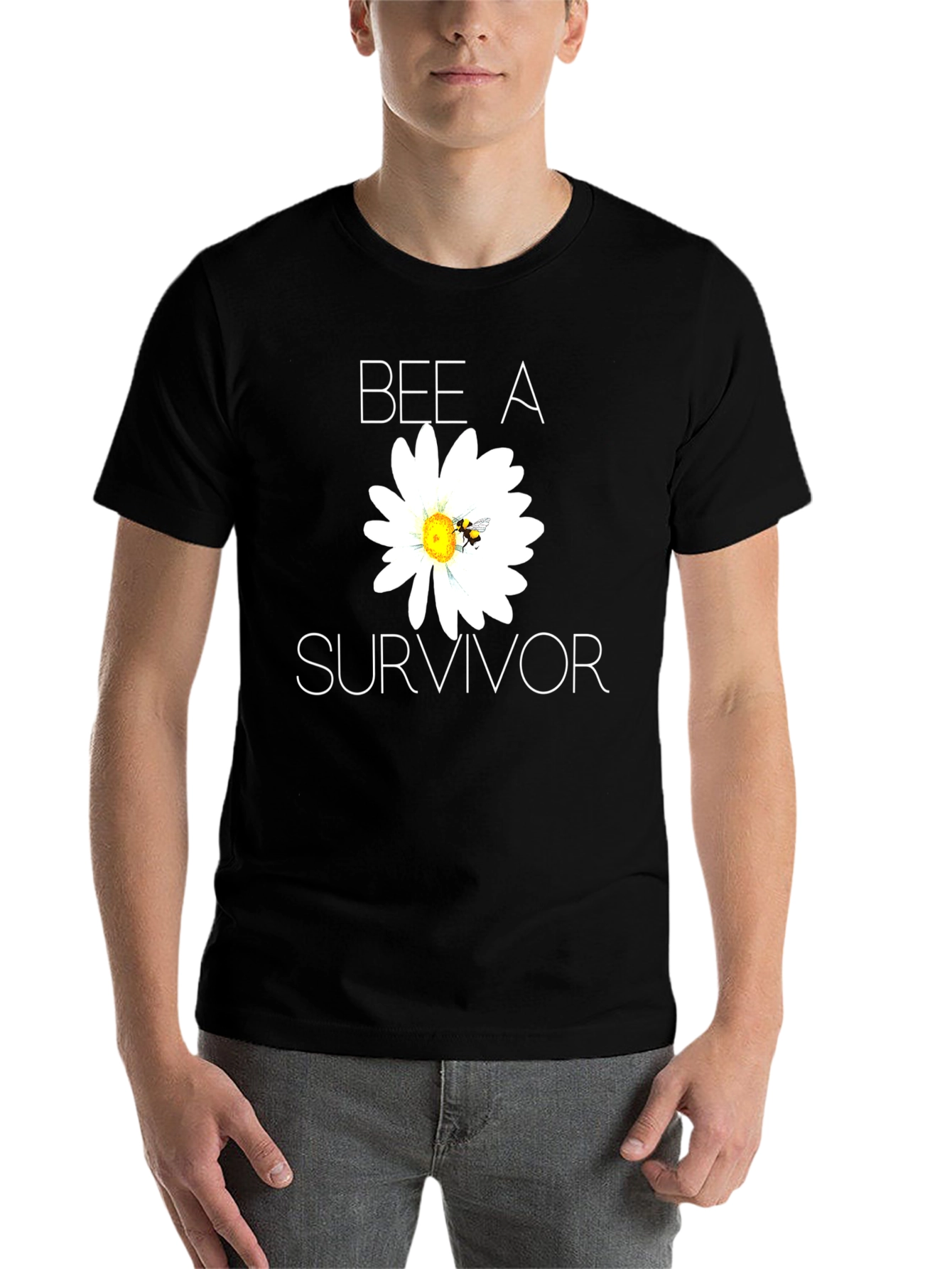 Black Bee A Survivor T-Shirt - Black Cotton Blend view 7