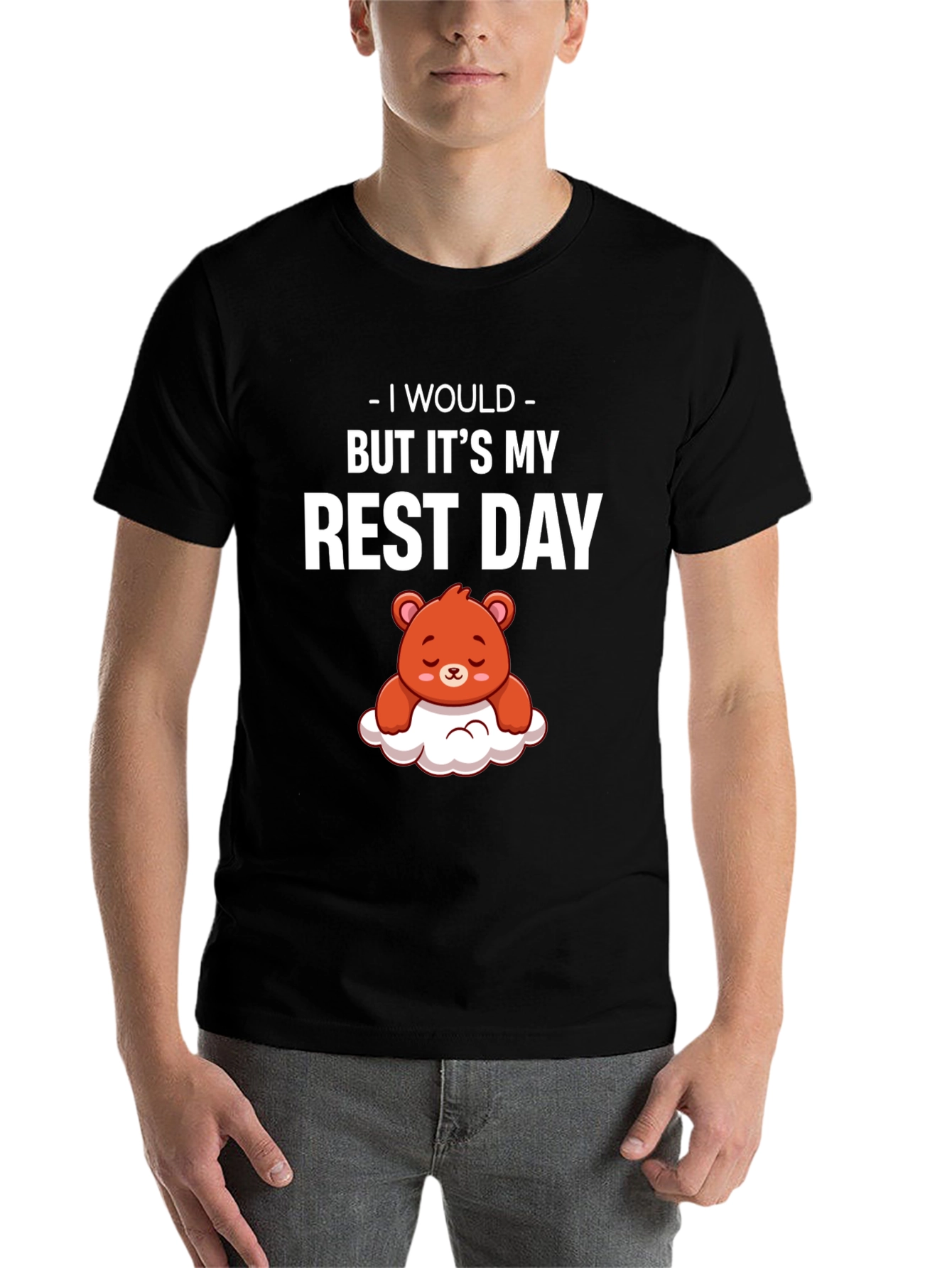Black Rest Day T-Shirt - Cute Bear Graphic view 7