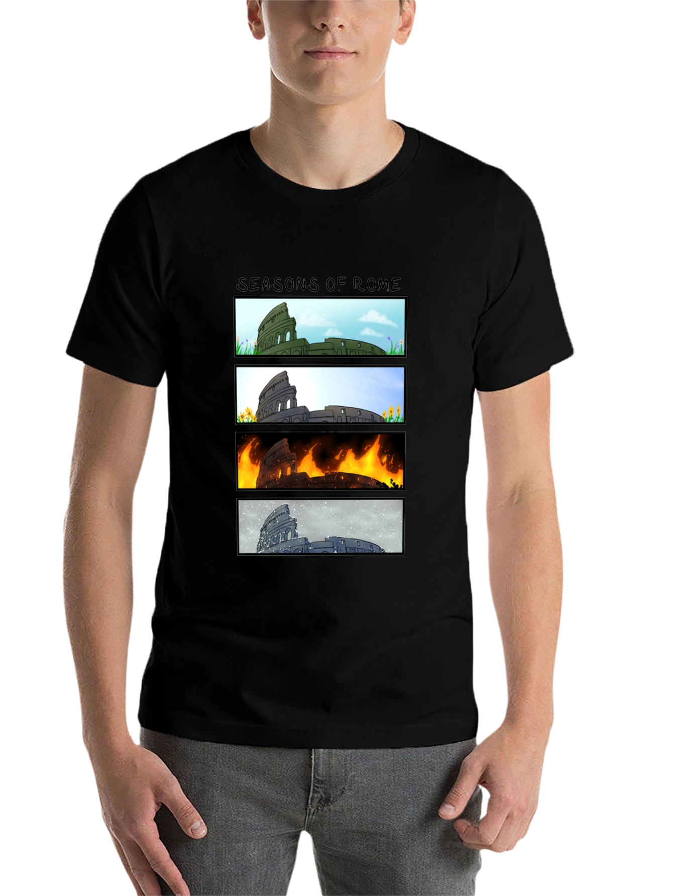 Black Seasons of Rome Graphic T-Shirt view 7