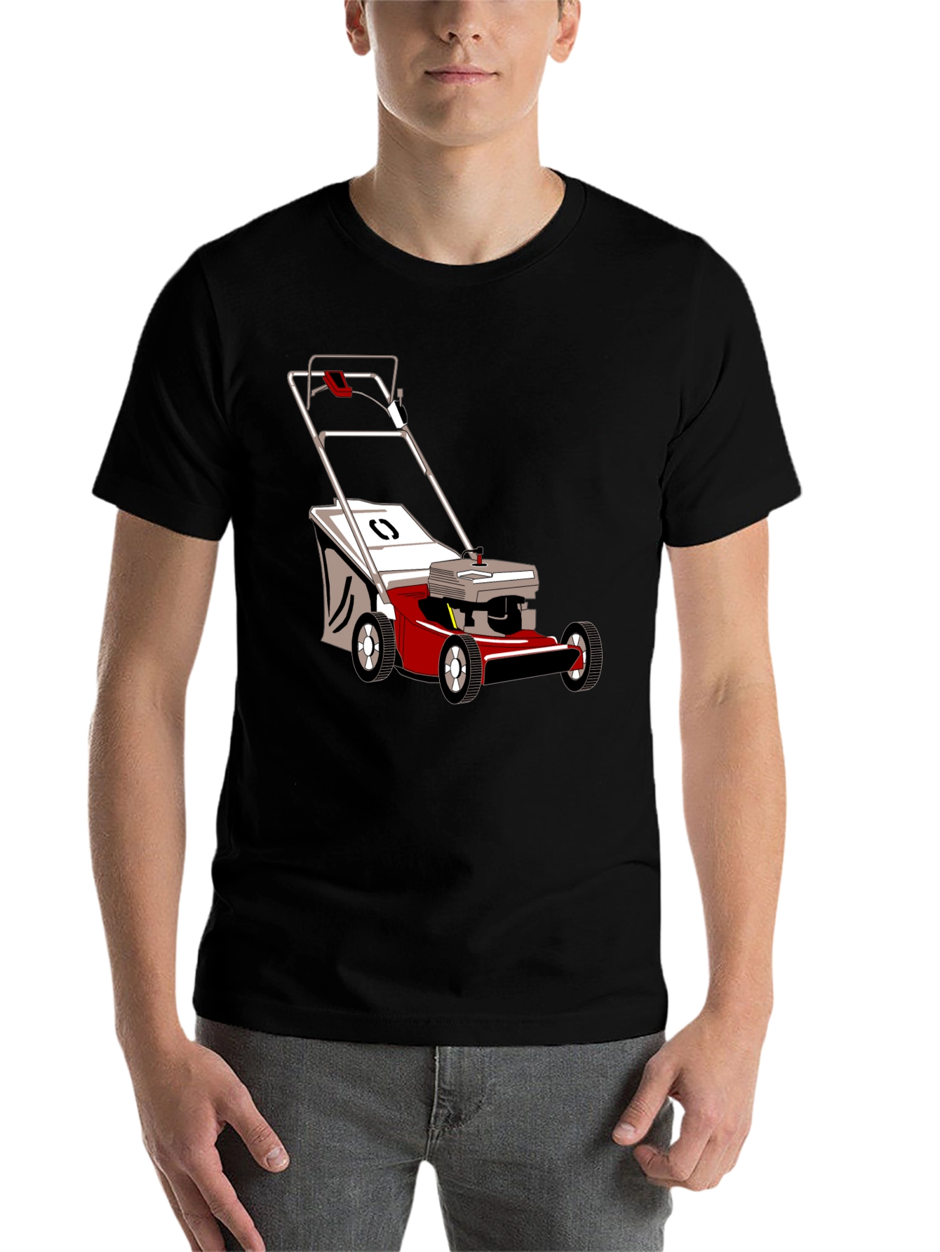 Black Lawnmower T-Shirt - Black Cotton Graphic Tee view 7