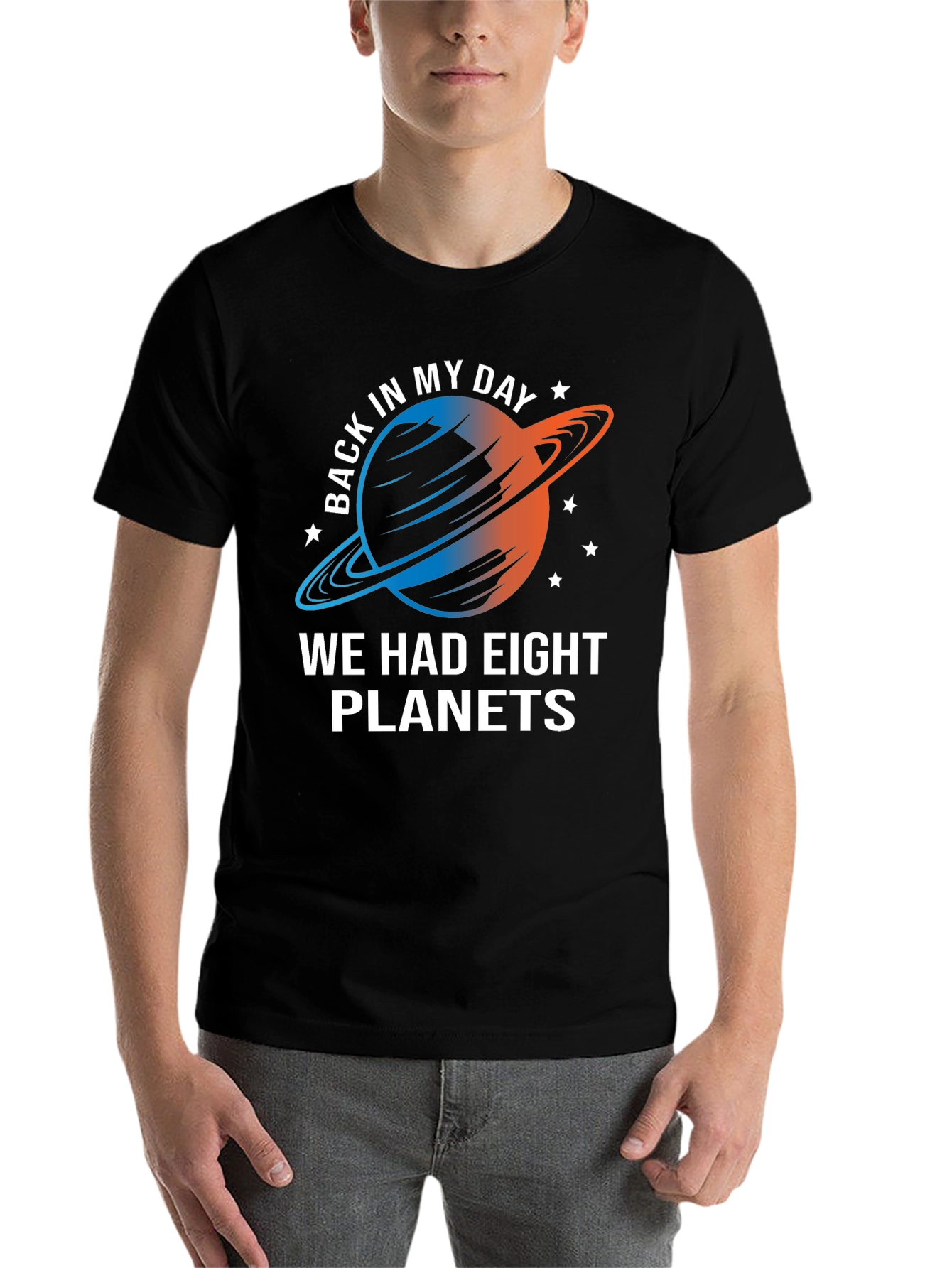 Black Eight Planets T-Shirt - Retro Space Tee view 7