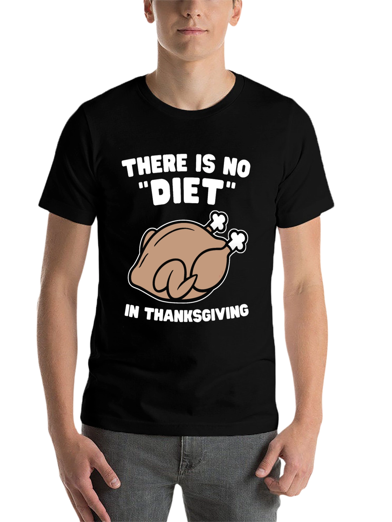Black Thanksgiving Turkey Diet Humor T-Shirt view 7