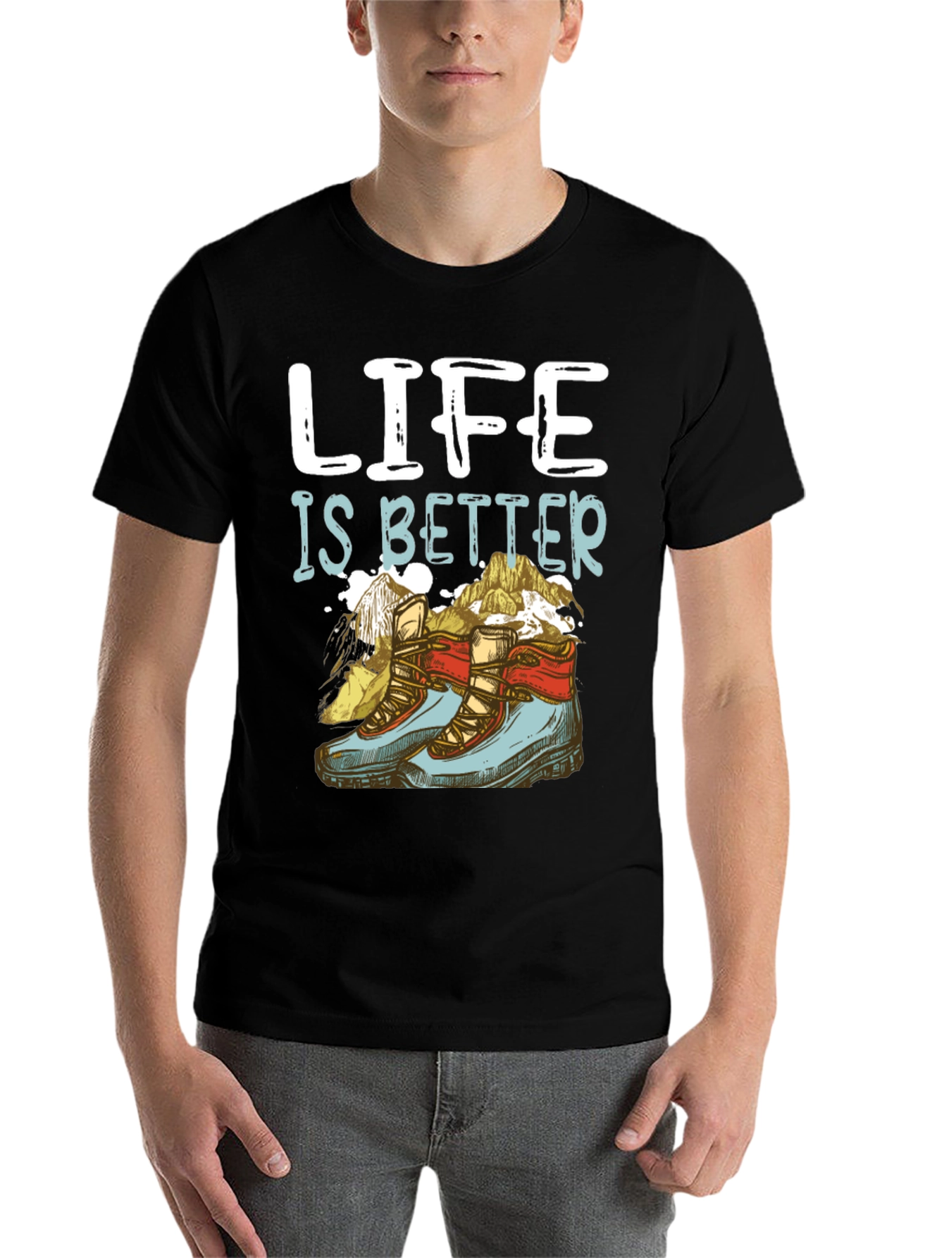 Black Life Is Better Hiking T-Shirt view 7