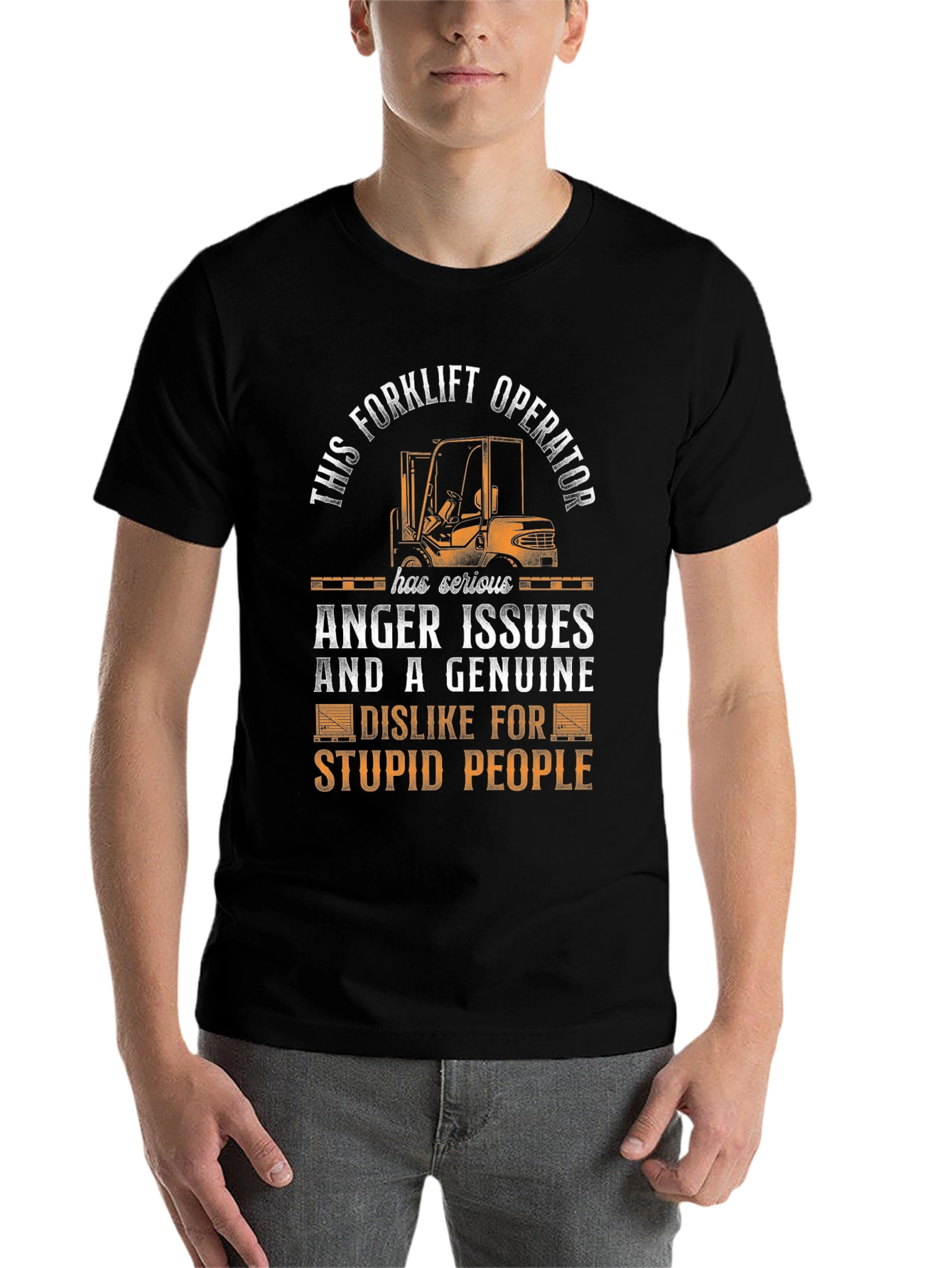 Black Forklift Operator Anger Issues T-Shirt view 7