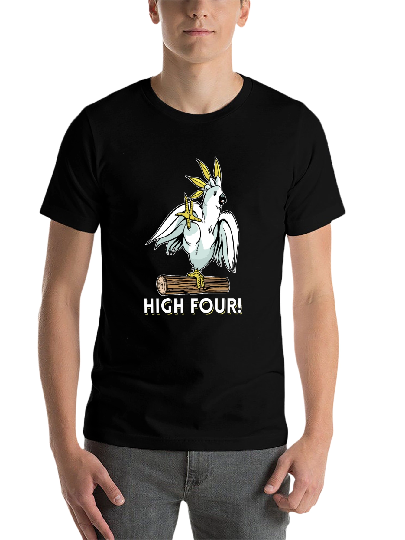 Black High Four! Cockatoo T-Shirt view 7