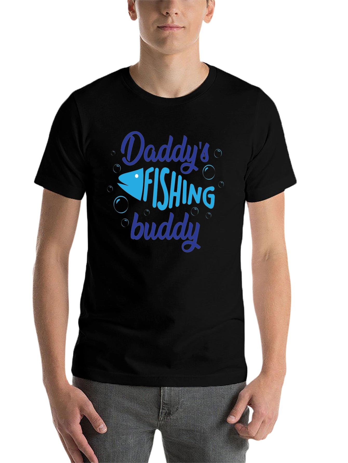 Black Daddy's Fishing Buddy T-Shirt - Perfect for Fishing Trips! view 7