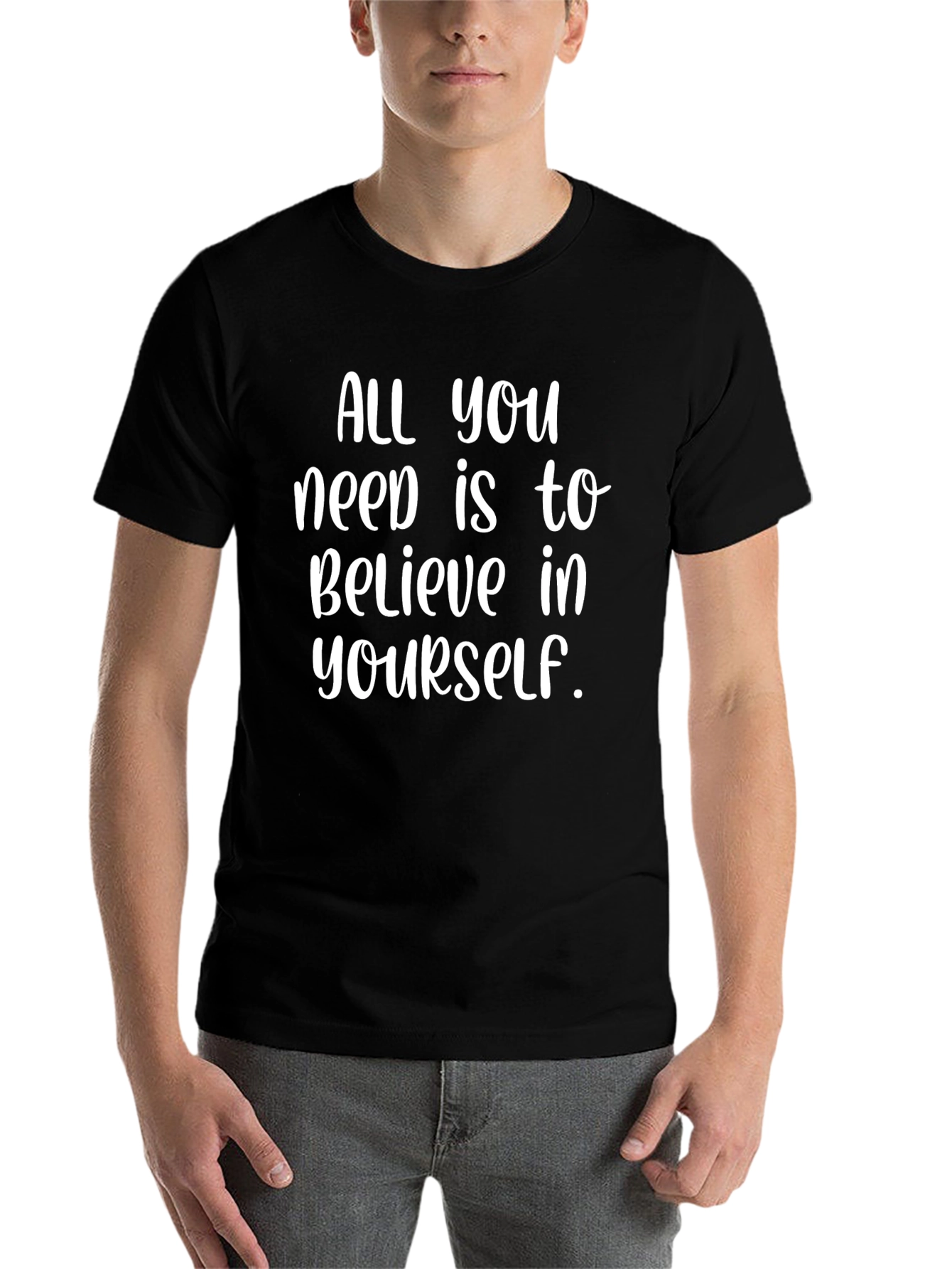 Black Believe in Yourself Black T-Shirt view 7
