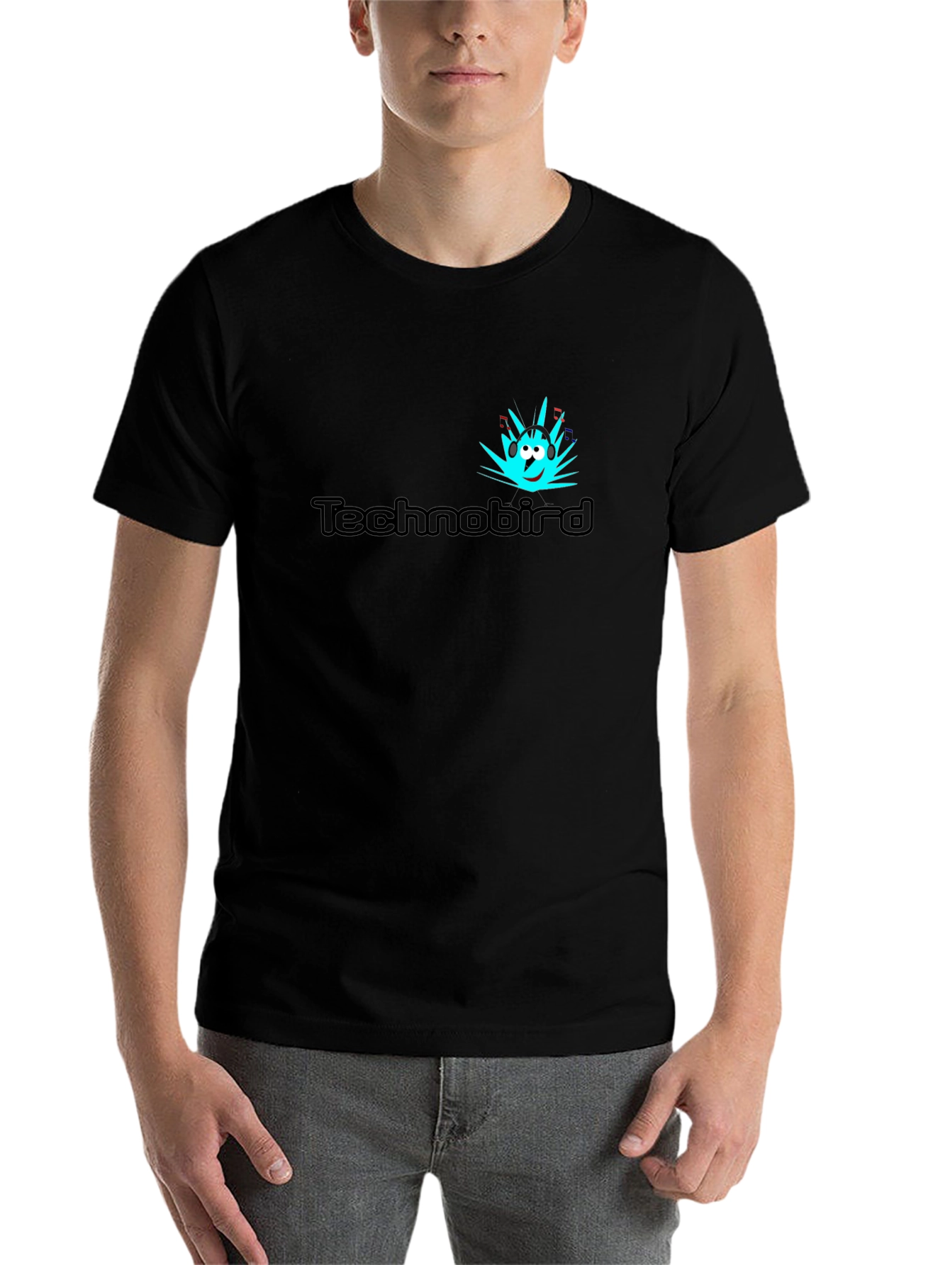 Black Technobird Graphic Tee - Stylish Black Cotton T-Shirt view 7