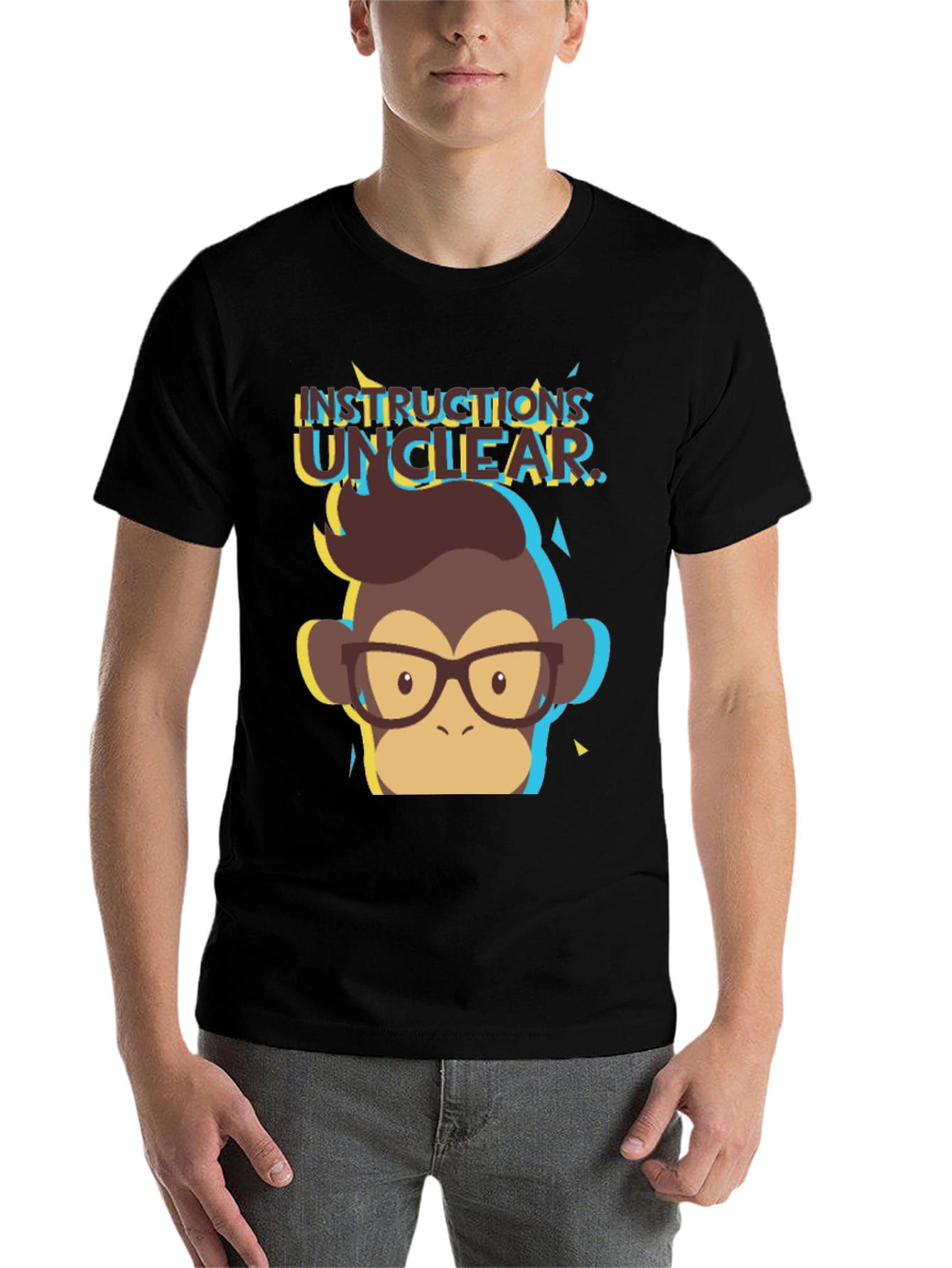 Black Instructions Unclear Monkey Graphic Tee - Black T-Shirt view 7