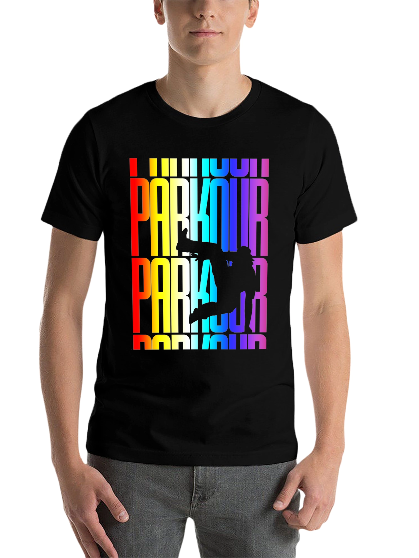 Black Rainbow Parkour Graphic Tee - Black view 7