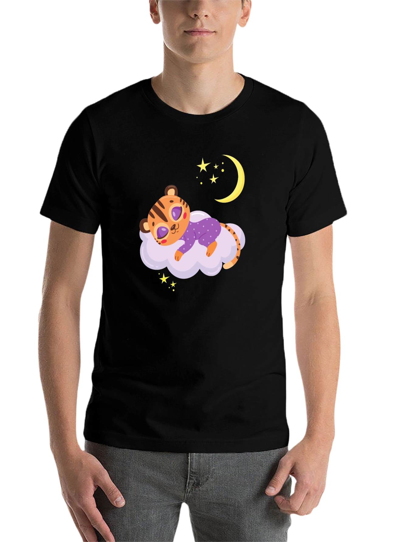 Black Cute Sleeping Tiger Tee view 7