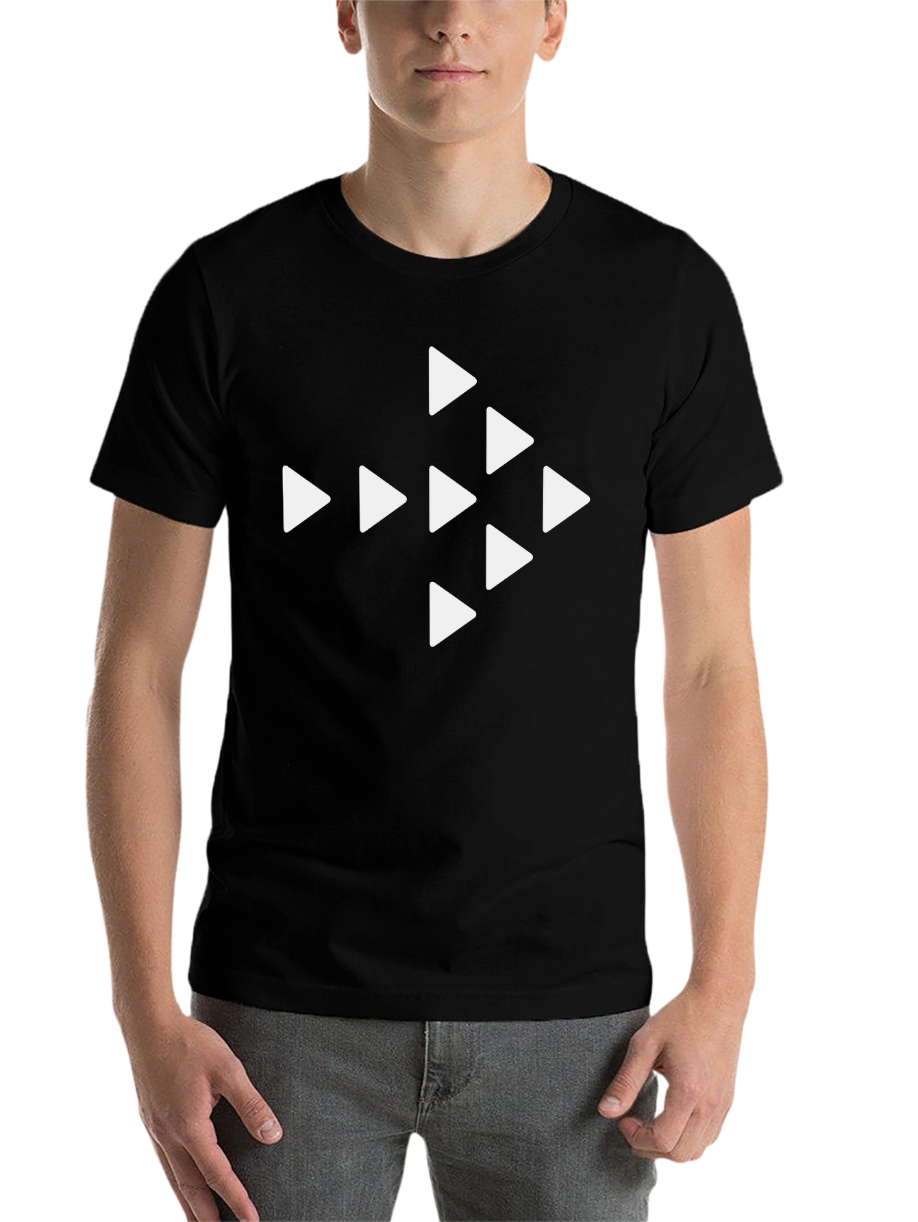 Black Arrow Pattern Black T-Shirt - Modern Casual Tee view 7