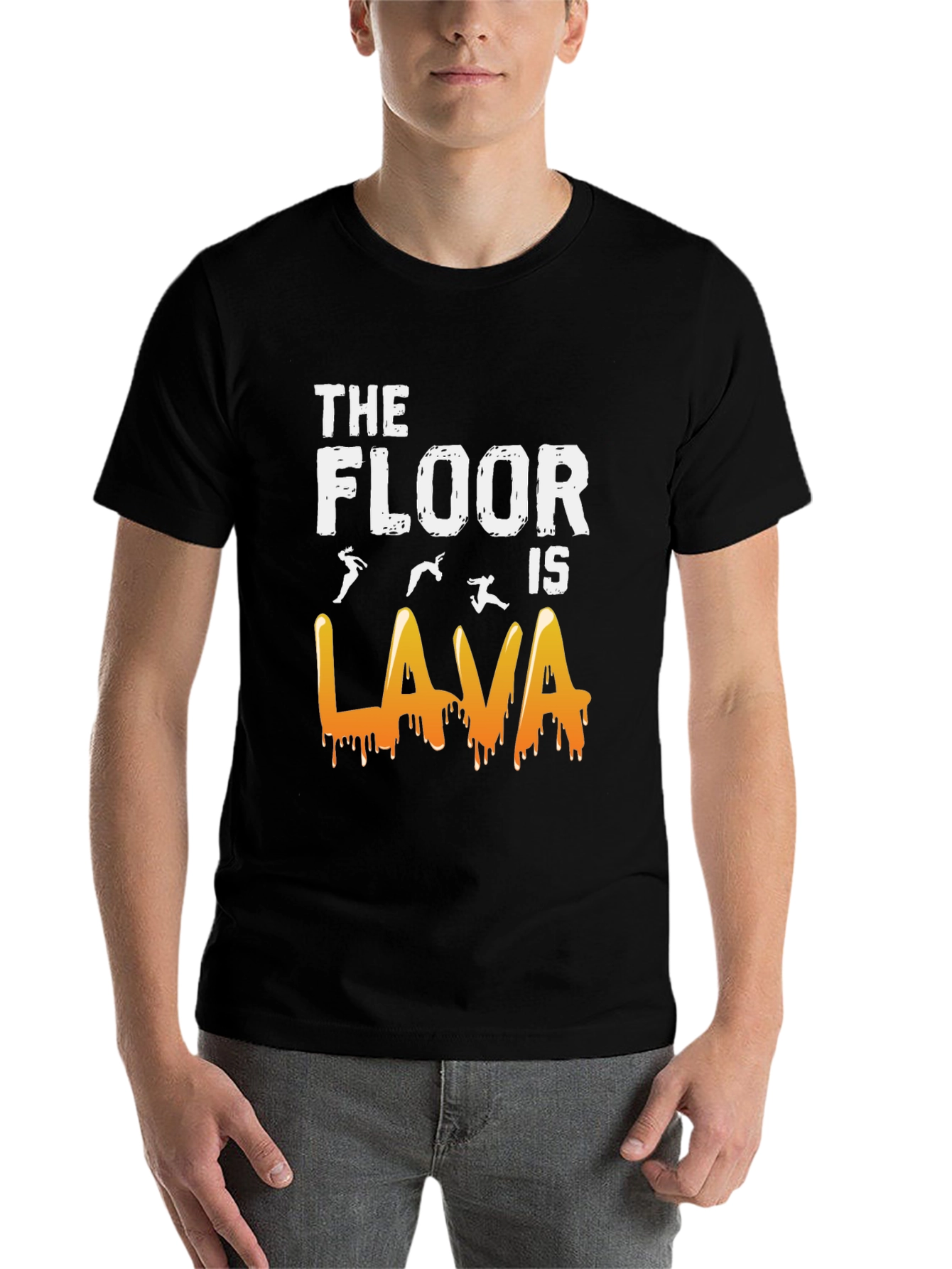 Black The Floor is Lava Graphic Tee - Fun Novelty T-Shirt view 7