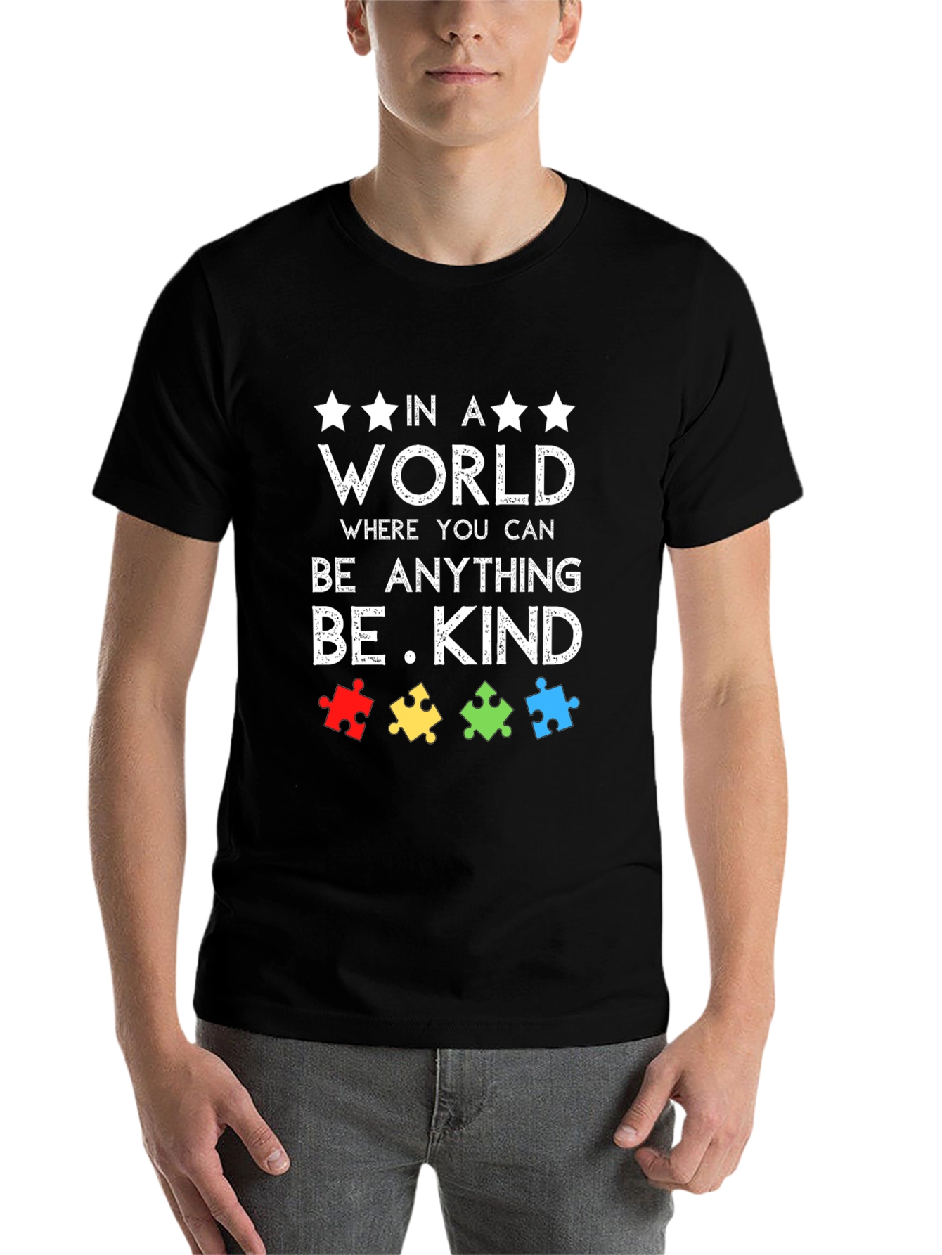 Black Be Kind Autism Awareness T-Shirt view 7