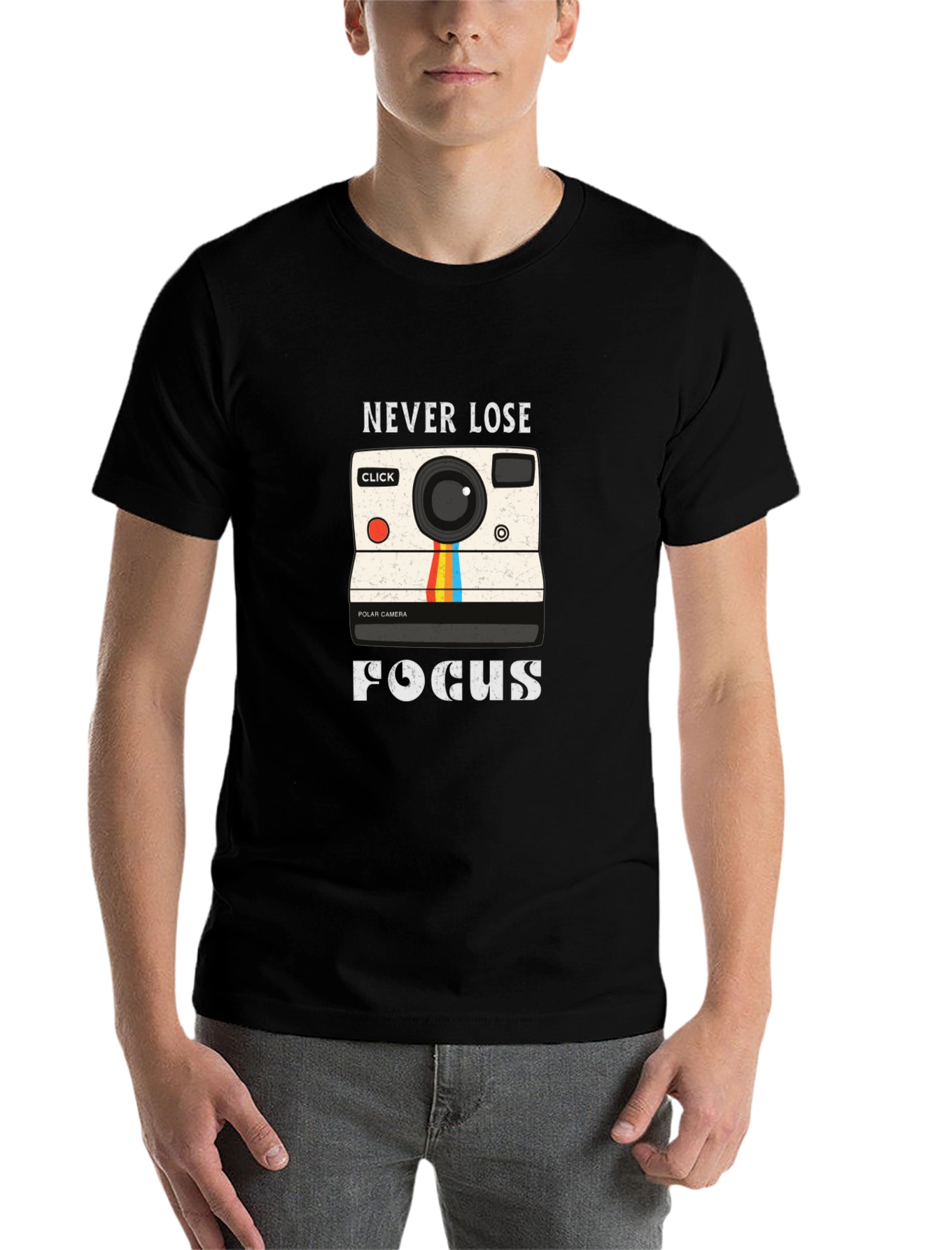 Black Never Lose Focus Camera Graphic Tee view 7