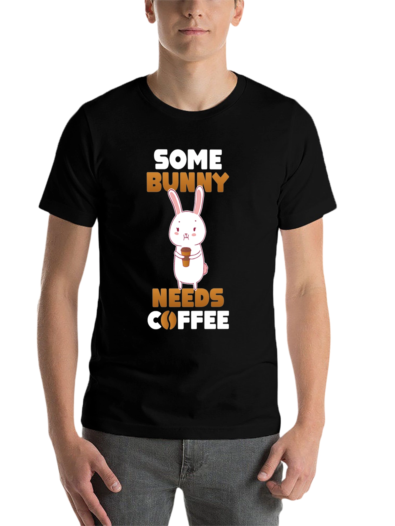 Black Some Bunny Needs Coffee T-Shirt view 7
