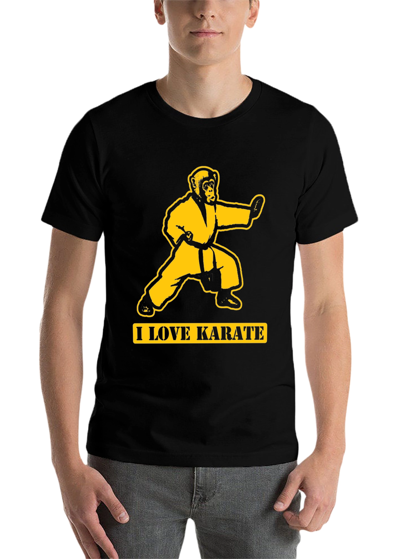 Black Karate Monkey T-Shirt - Black Cotton Tee view 7