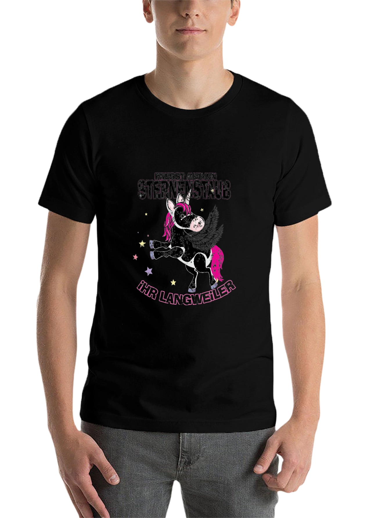 Black Funny Unicorn Graphic T-Shirt view 7