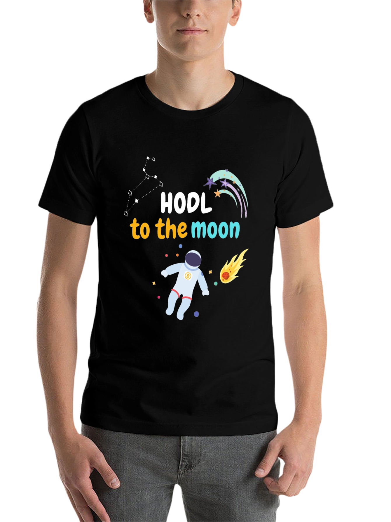 Black HODL to the Moon Graphic Tee - Crypto Astronaut view 7